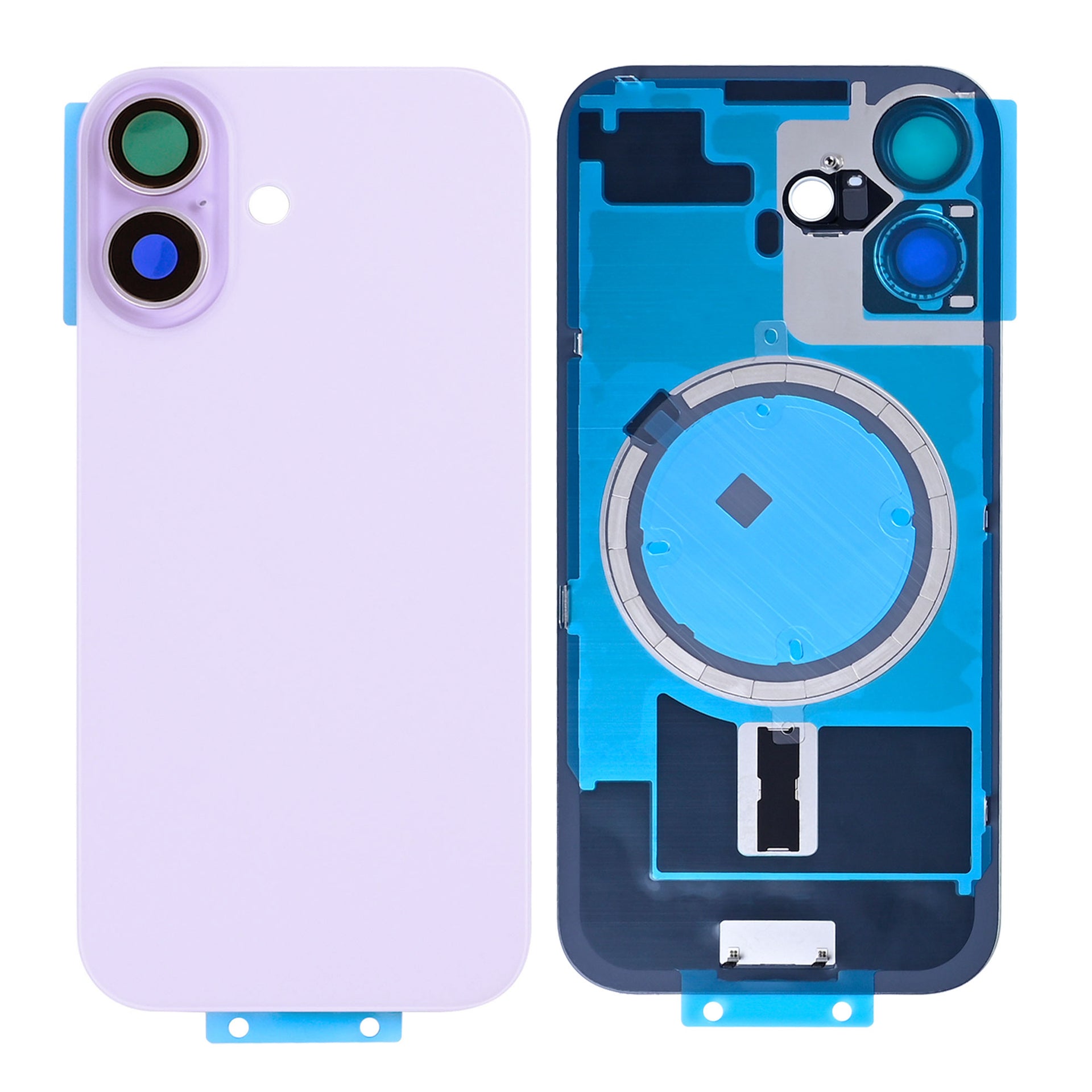 For Apple iPhone 17 Back Glass Without NFC, Enlarged Camera Frame Lavender Compatible