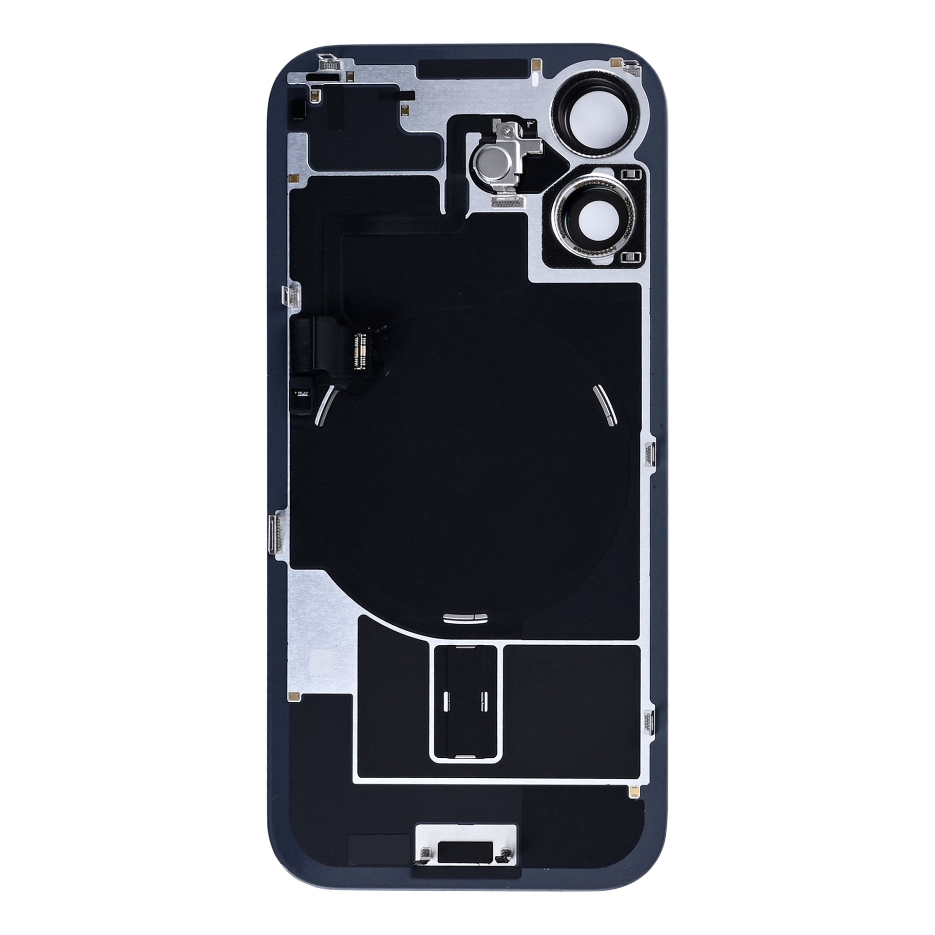 For Apple iPhone 17 Back Glass With NFC, Enlarged Camera Frame Black Pulled