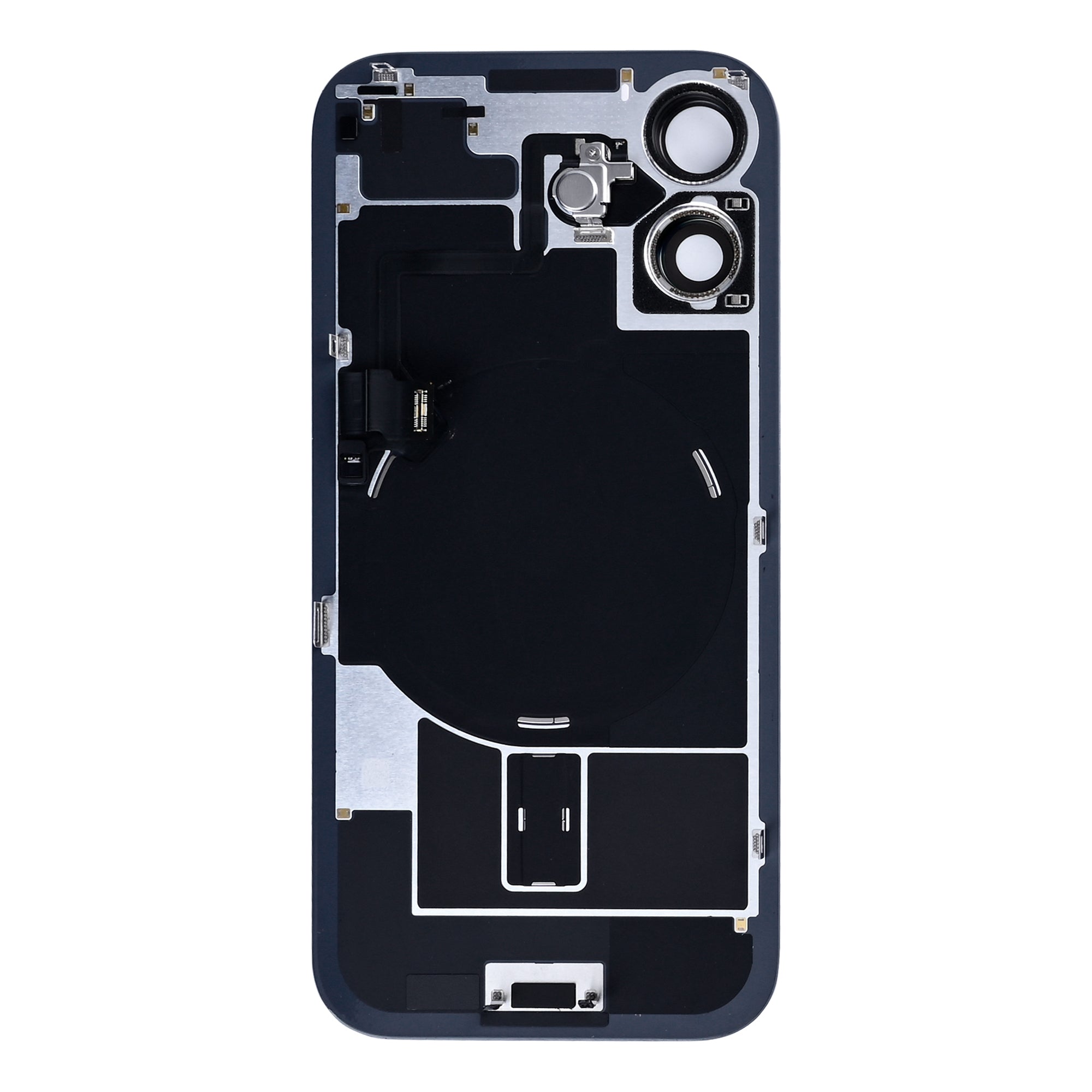 For Apple iPhone 17 Back Glass With NFC, Enlarged Camera Frame Black Pulled