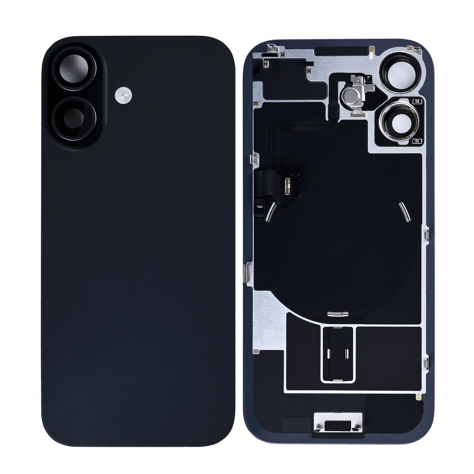 For Apple iPhone 17 Back Glass With NFC, Enlarged Camera Frame Black Pulled