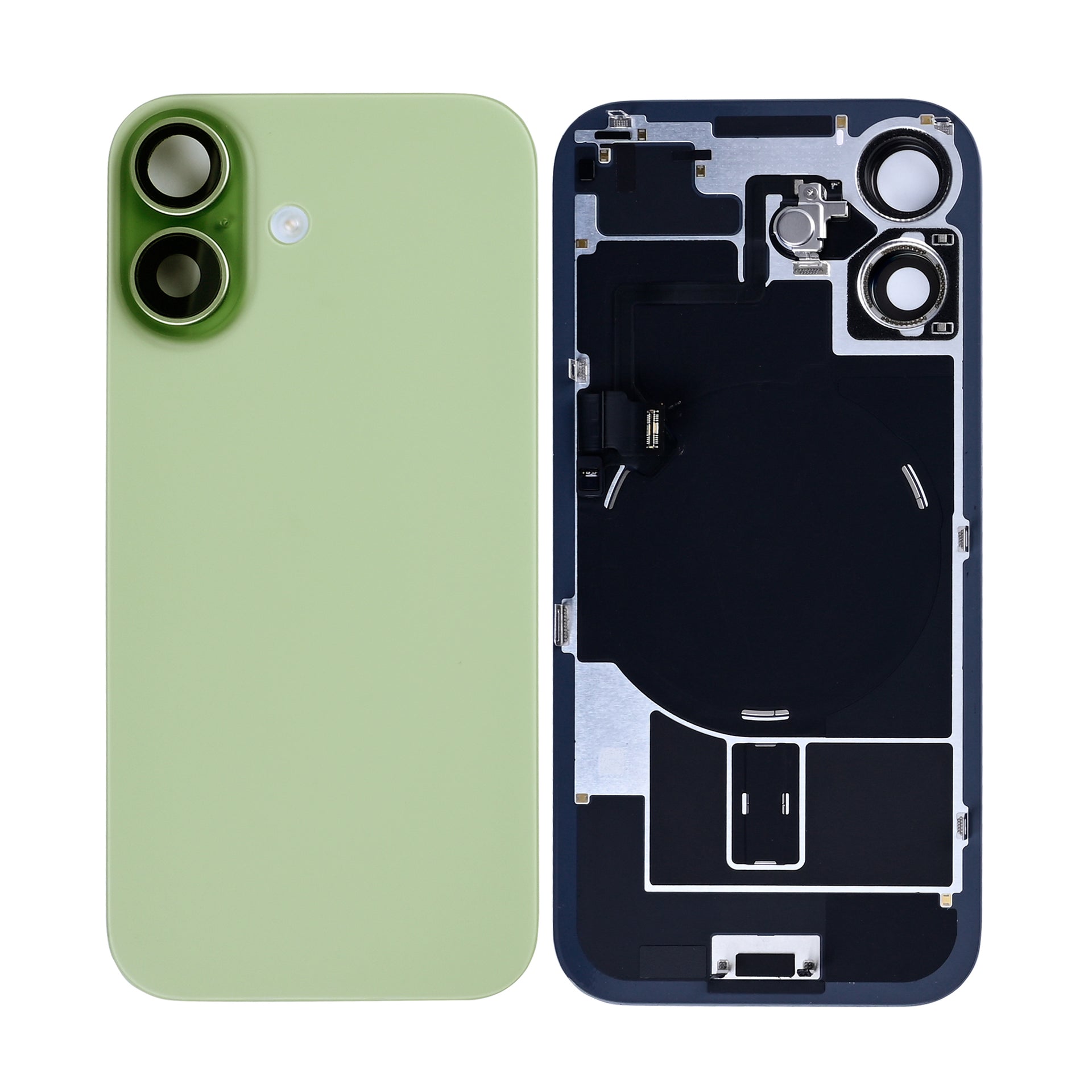 For Apple iPhone 17 Back Glass With NFC, Enlarged Camera Frame Sage Pulled
