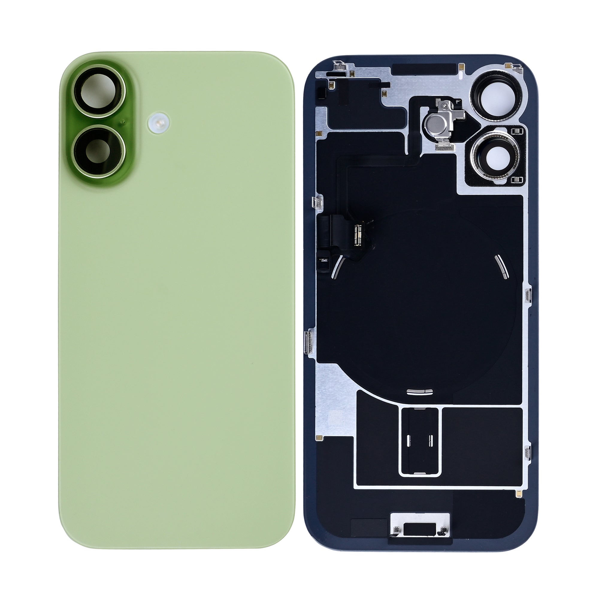 For Apple iPhone 17 Back Glass With NFC, Enlarged Camera Frame Sage Pulled