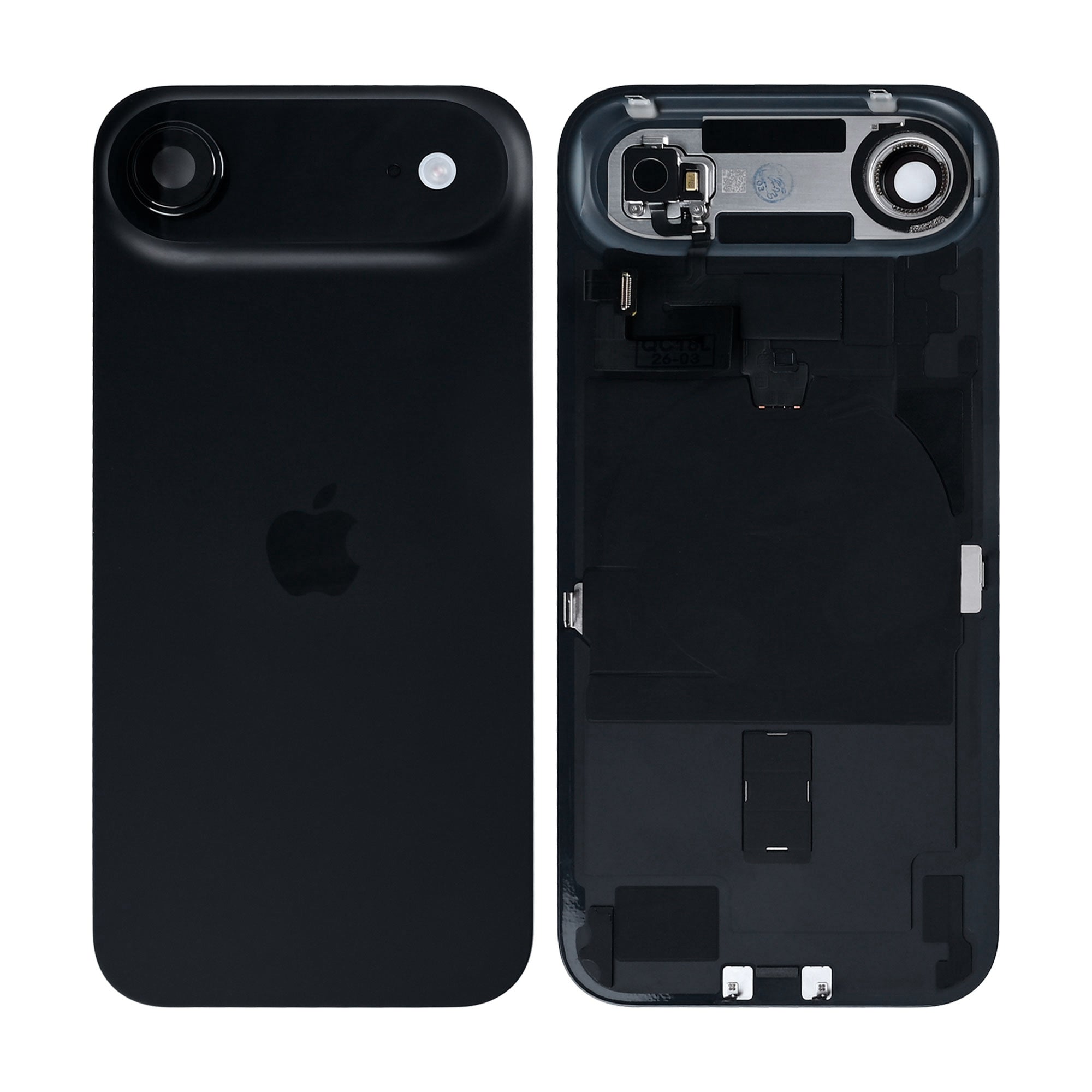 For Apple iPhone 17 Air Back Glass With NFC, Enlarged Camera Frame Space Black Pulled