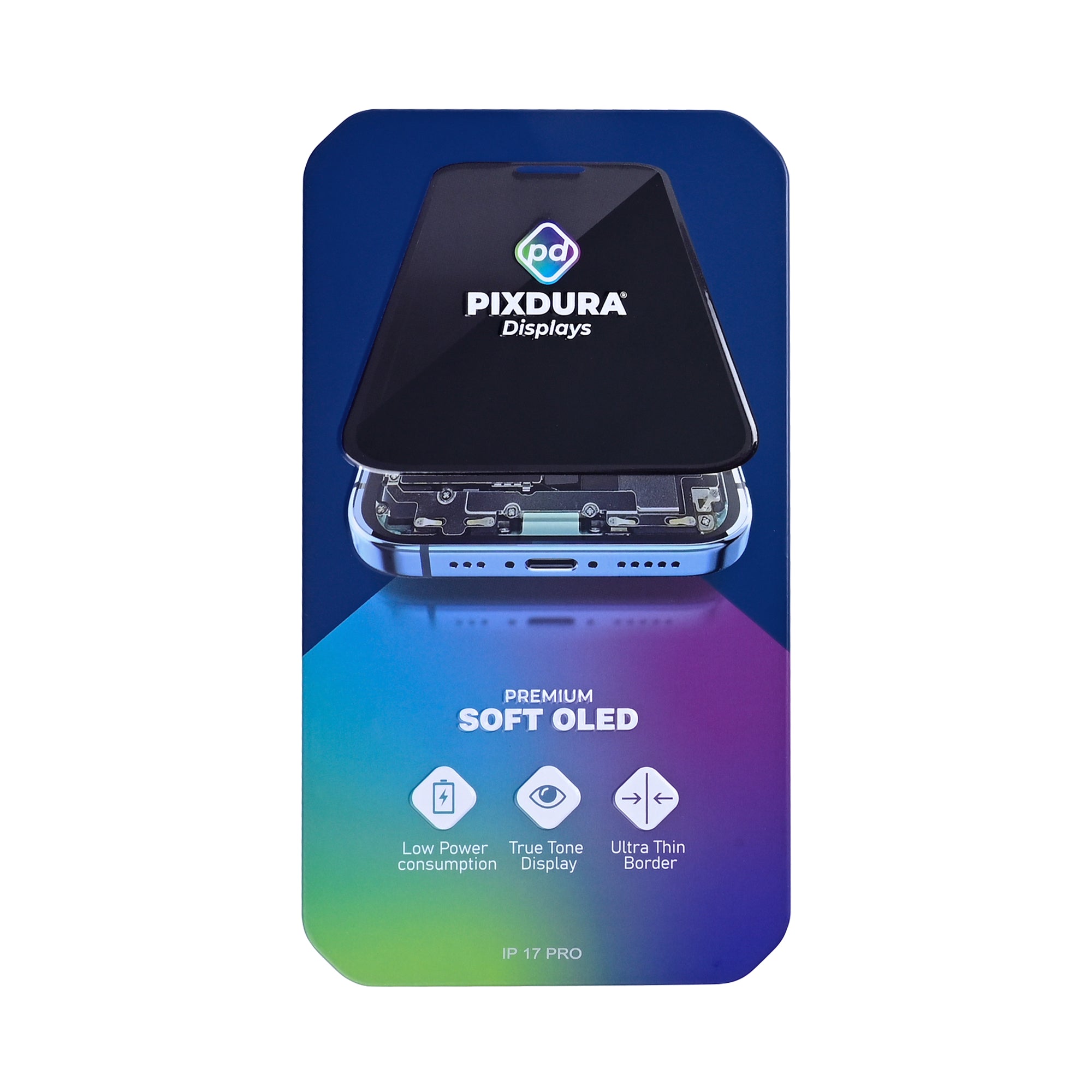 PIXDURA For Apple iPhone 17 Pro Display And Digitizer Soft-OLED Premium (IC Removable) (120Hz)