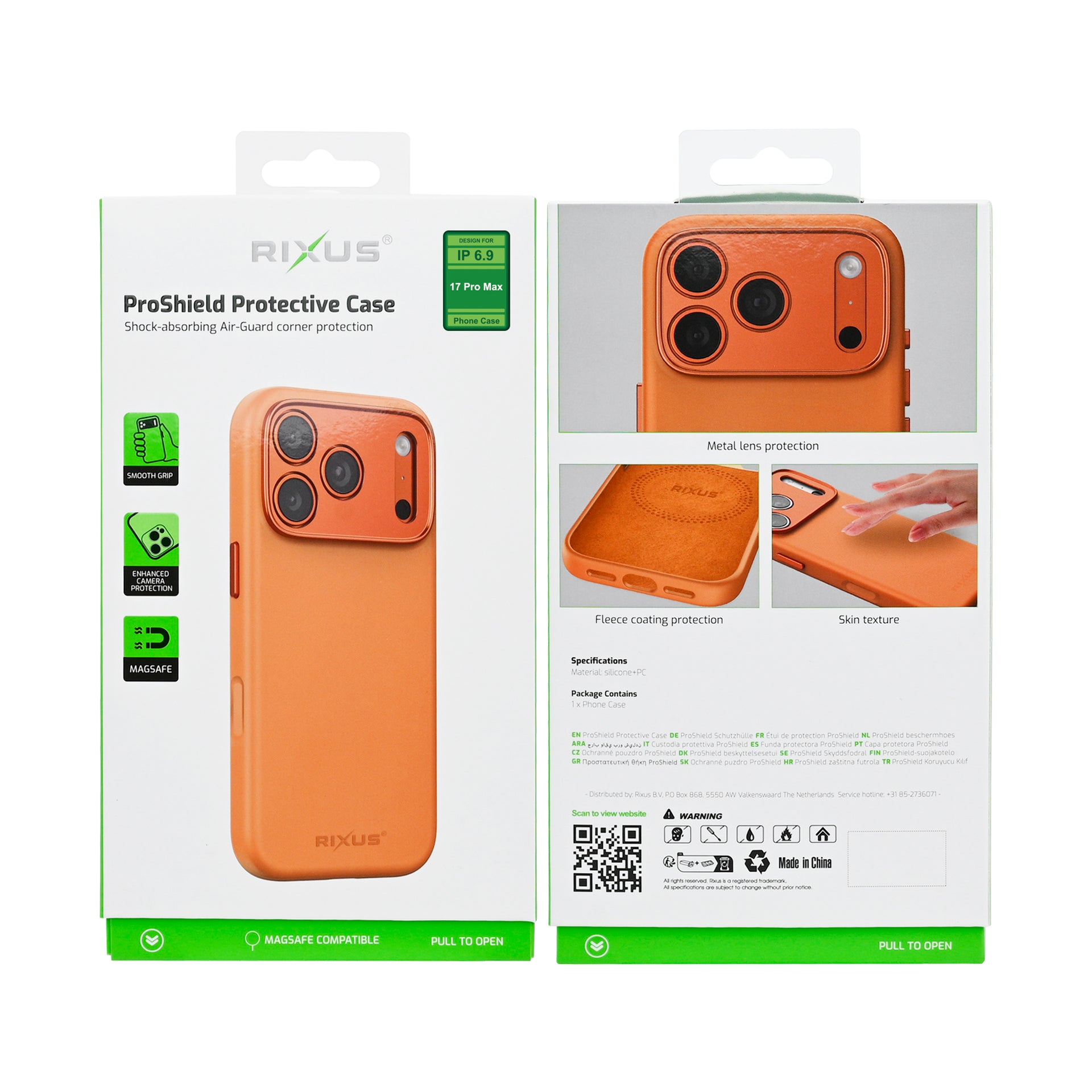 Rixus ProShield Case For Apple iPhone 17 Pro Max Orange