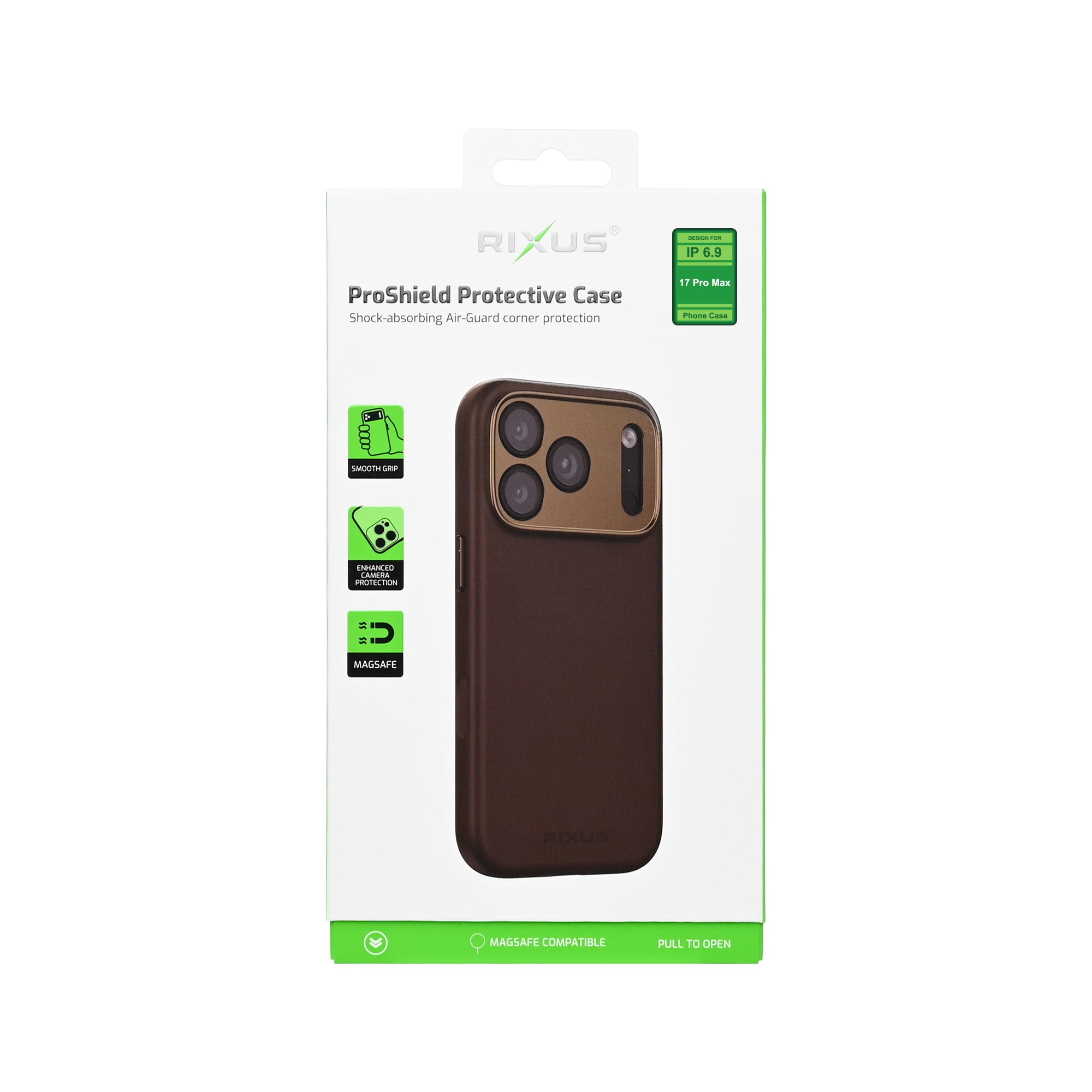 Rixus ProShield Case For Apple iPhone 17 Pro Max Dark Brown