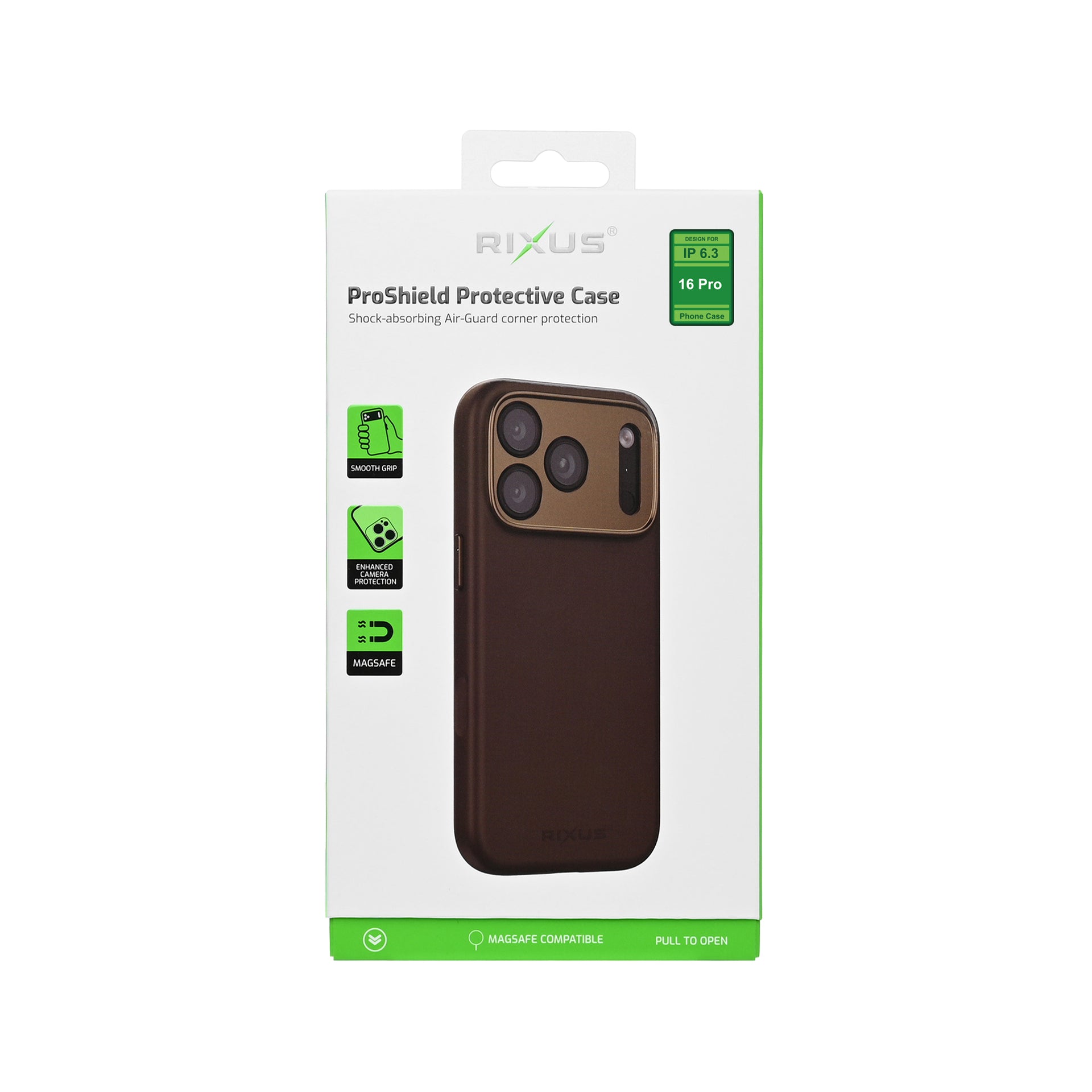 Rixus ProShield Case For Apple iPhone 16 Pro Dark Brown