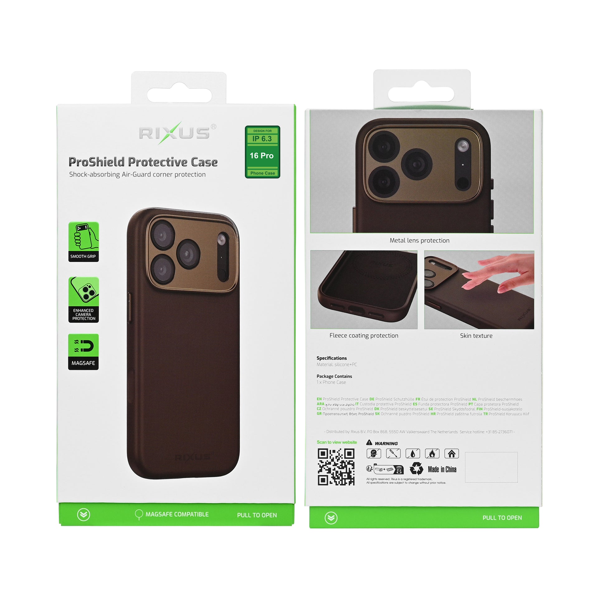 Rixus ProShield Case For Apple iPhone 16 Pro Dark Brown