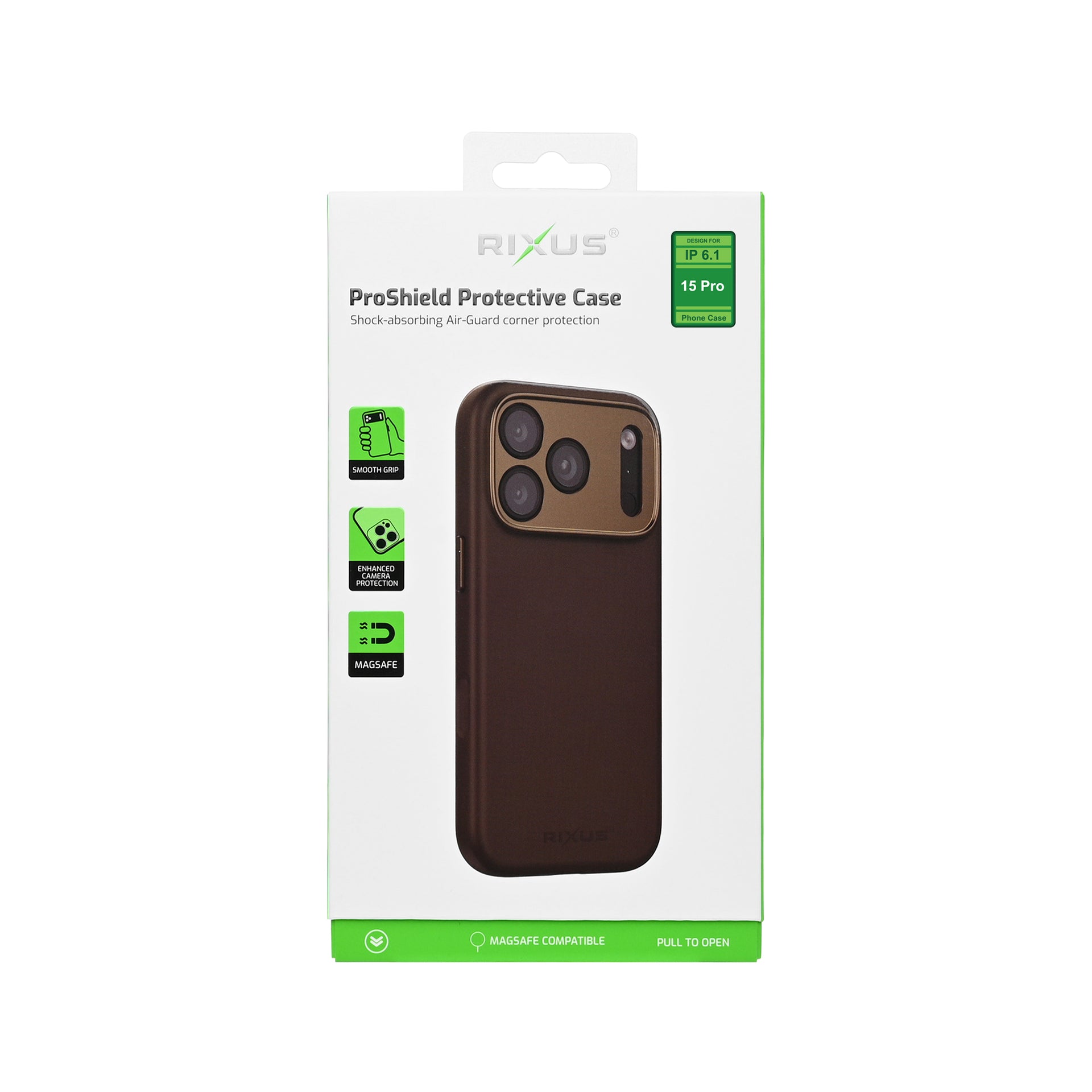 Rixus ProShield Case For Apple iPhone 15 Pro Dark Brown
