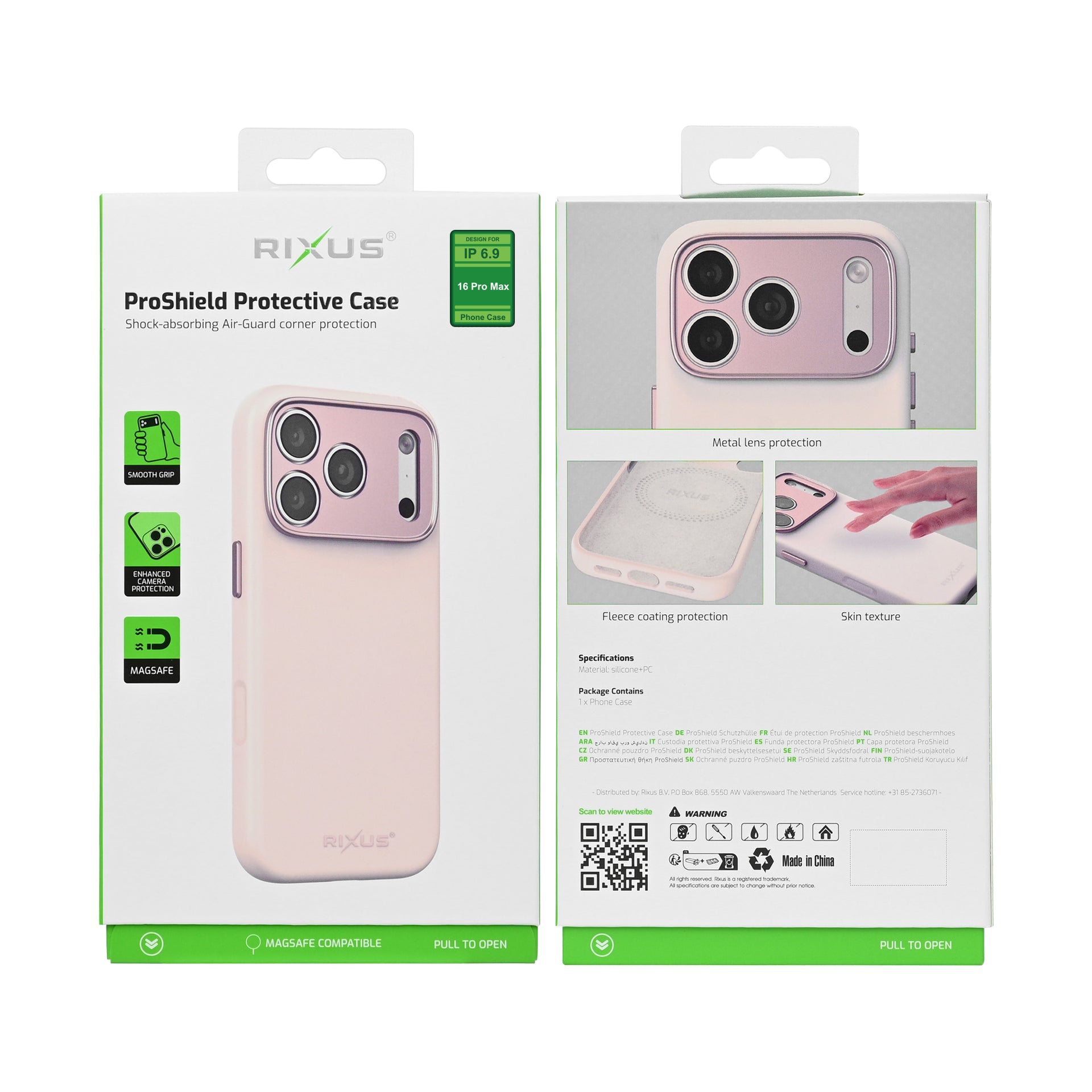 Rixus ProShield Case For Apple iPhone 16 Pro Max Pink