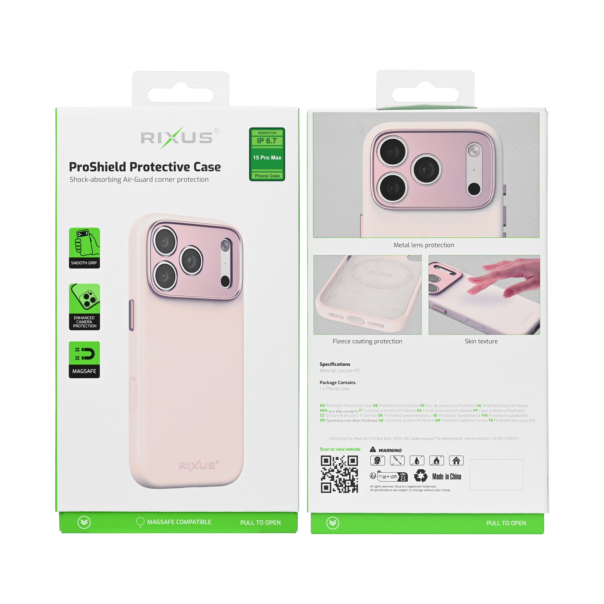 Rixus ProShield Case For Apple iPhone 15 Pro Max Pink