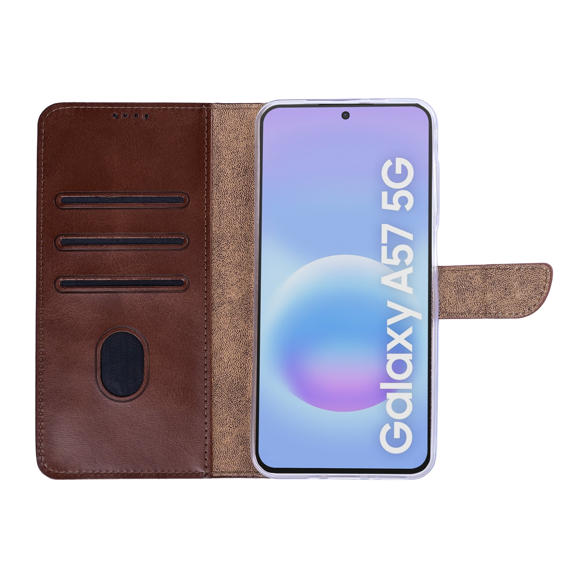 Rixus Bookcase For Samsung Galaxy A57 Brown