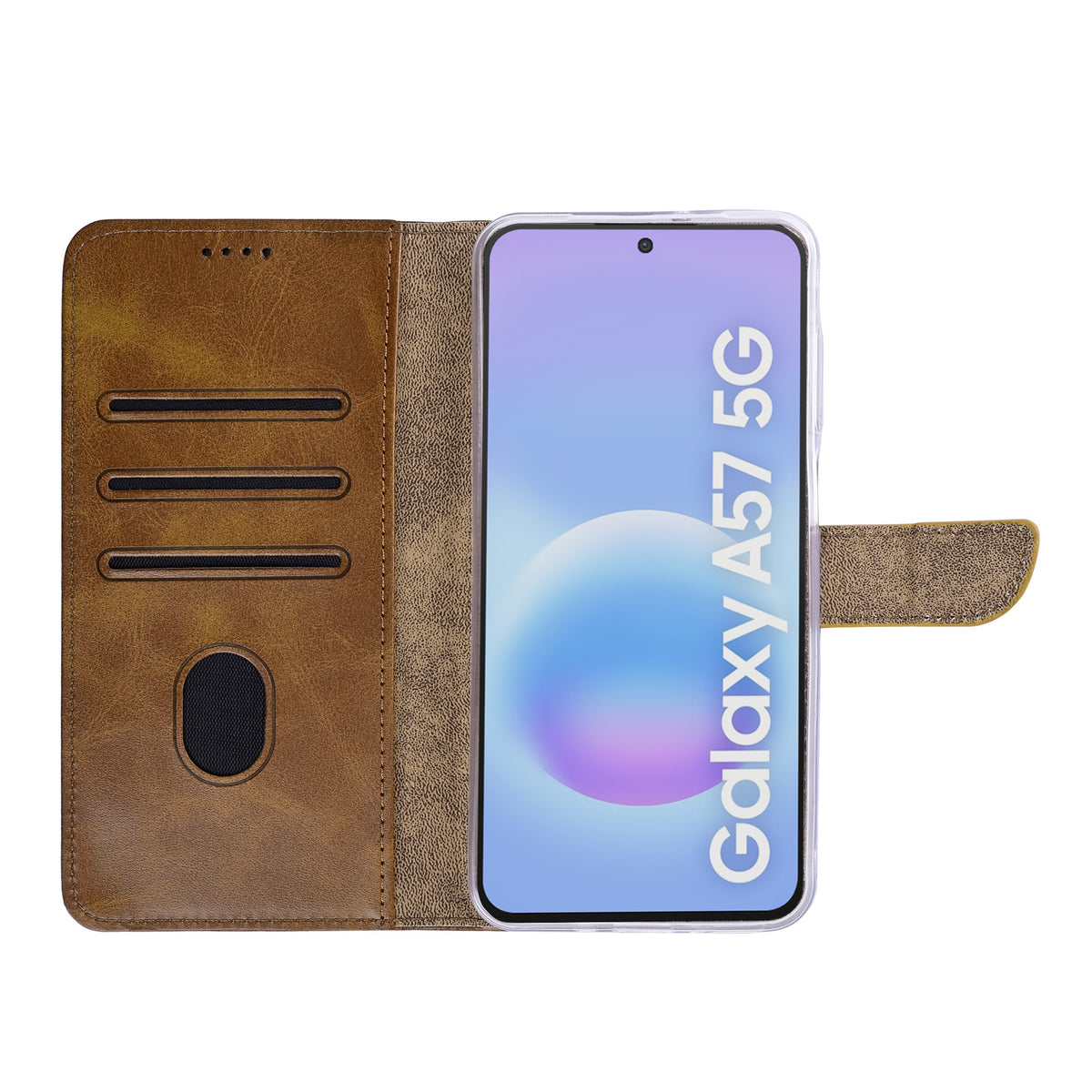 Rixus Bookcase For Samsung Galaxy A57 Light Brown