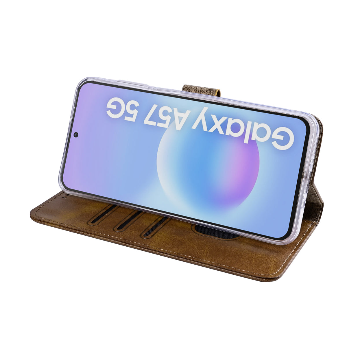 Rixus Bookcase For Samsung Galaxy A57 Light Brown