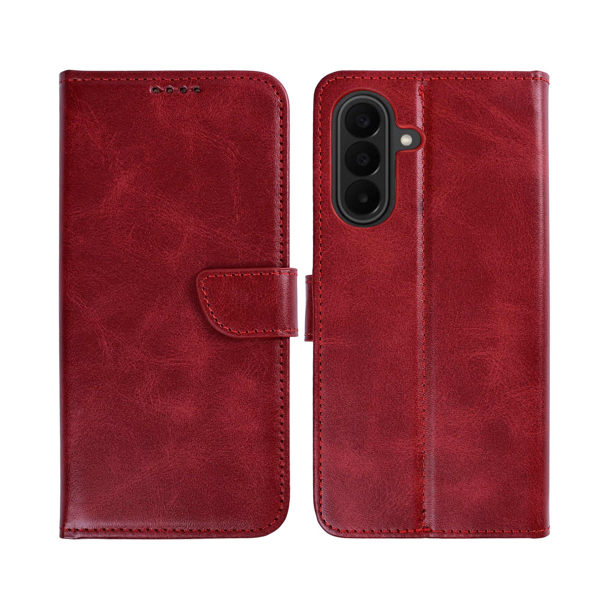 Rixus Bookcase For Samsung Galaxy A27 Dark Red