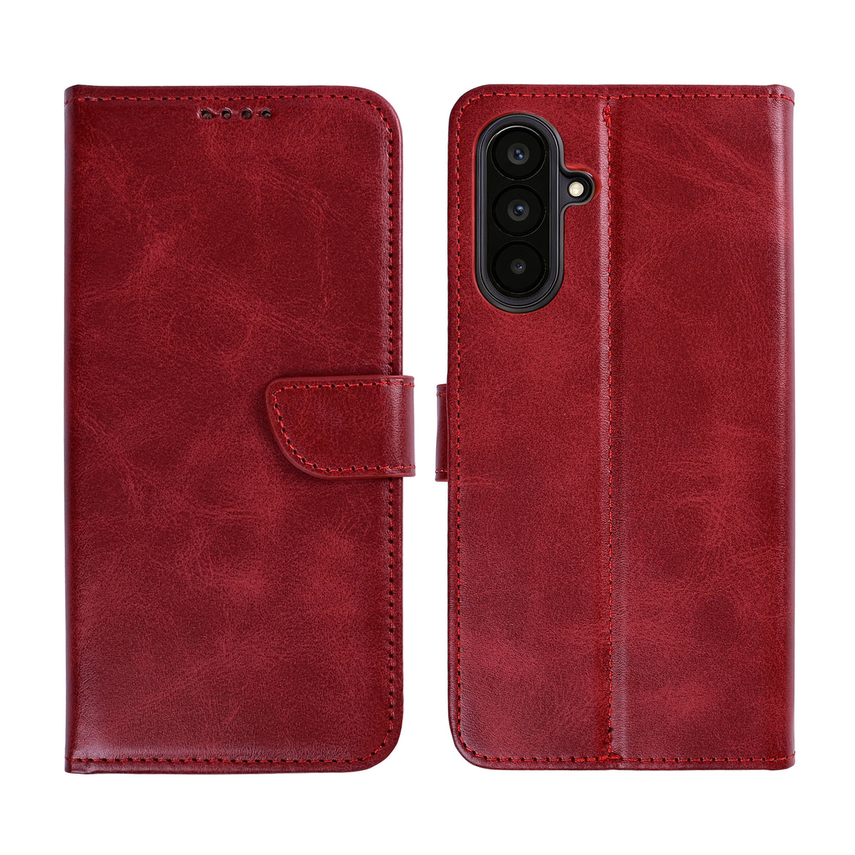 Rixus Bookcase For Samsung Galaxy A57 Dark Red