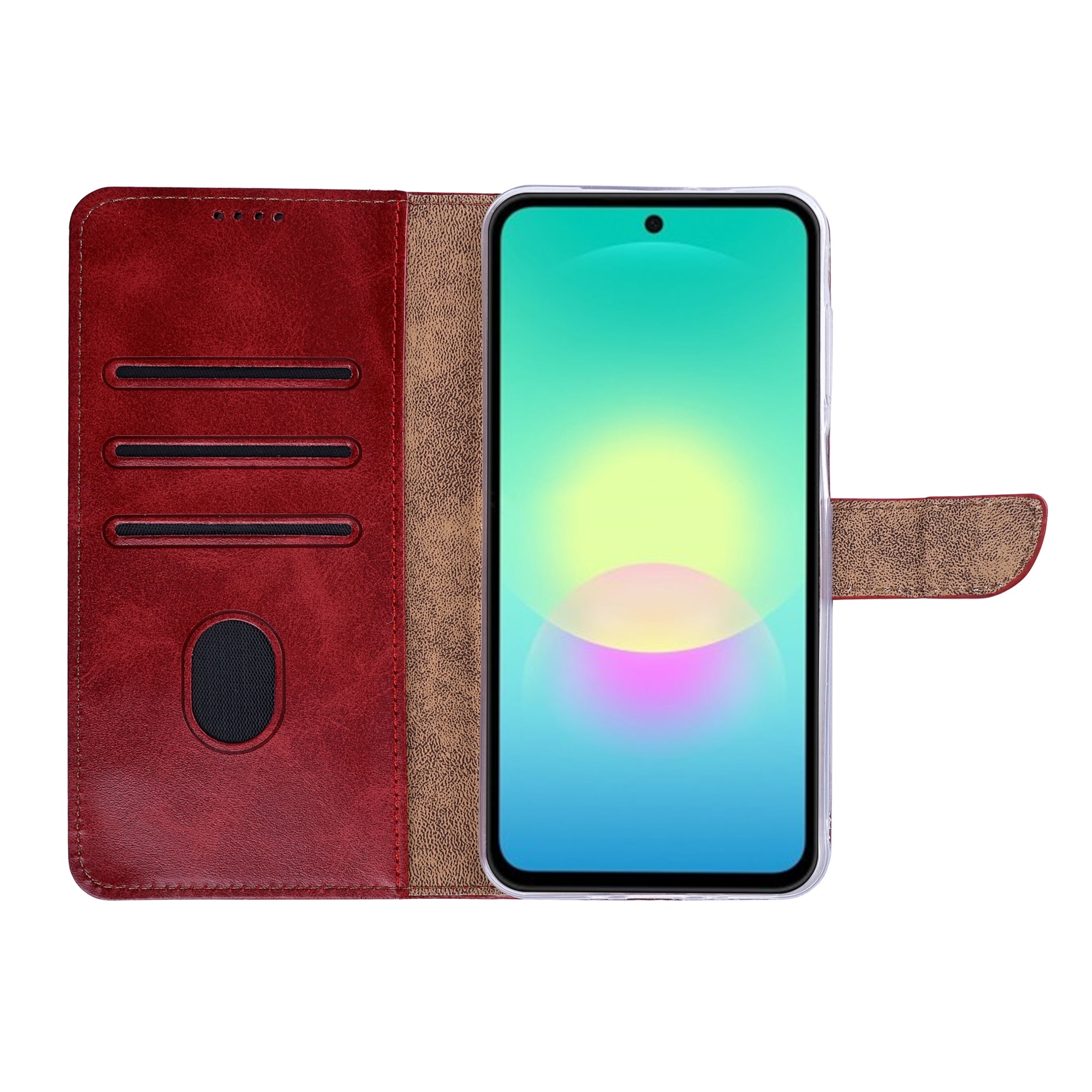 Rixus Bookcase For Samsung Galaxy A27 Dark Red