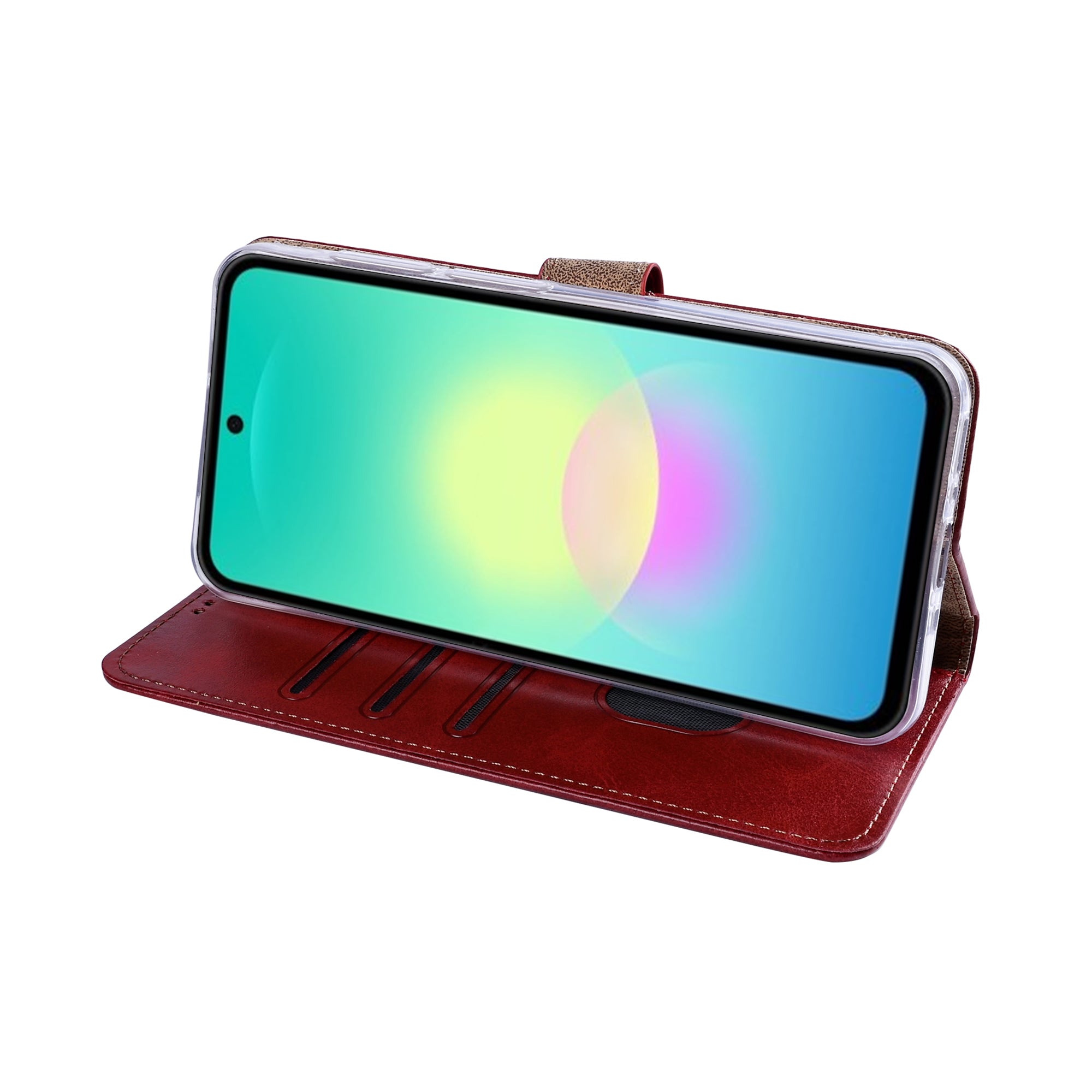 Rixus Bookcase For Samsung Galaxy A27 Dark Red
