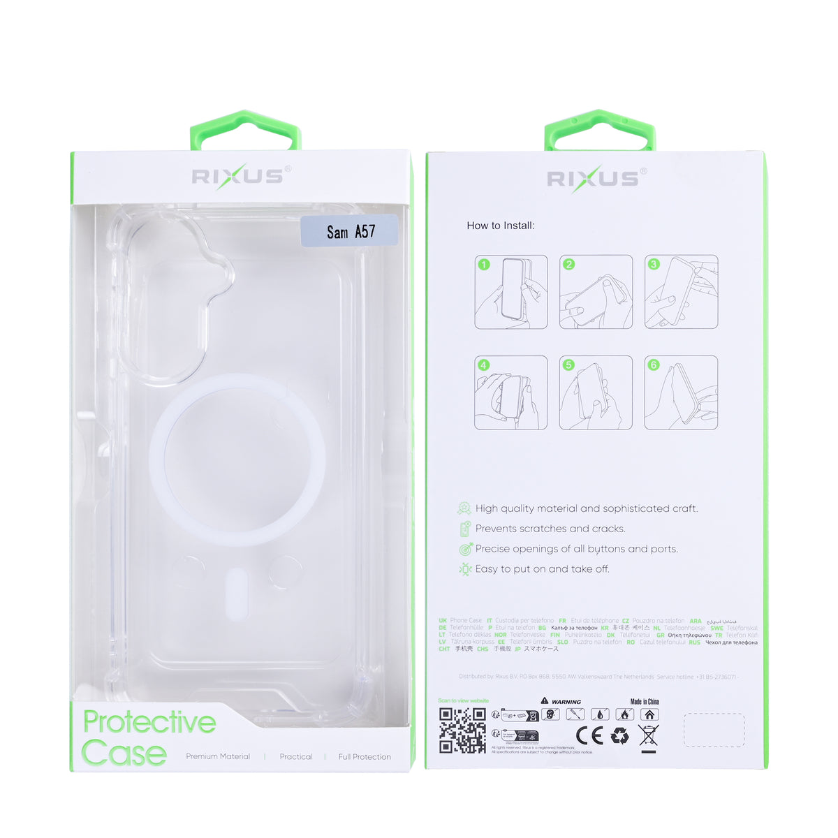 Rixus Anti-Burst Case With MagSafe Compatible For Samsung Galaxy A57 Transparent