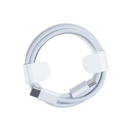 For Apple iPhone 15 Series, 16 Series, 17 Series USB-C To USB-C Woven Cable 100cm 60W White Bulk (Round Fold)