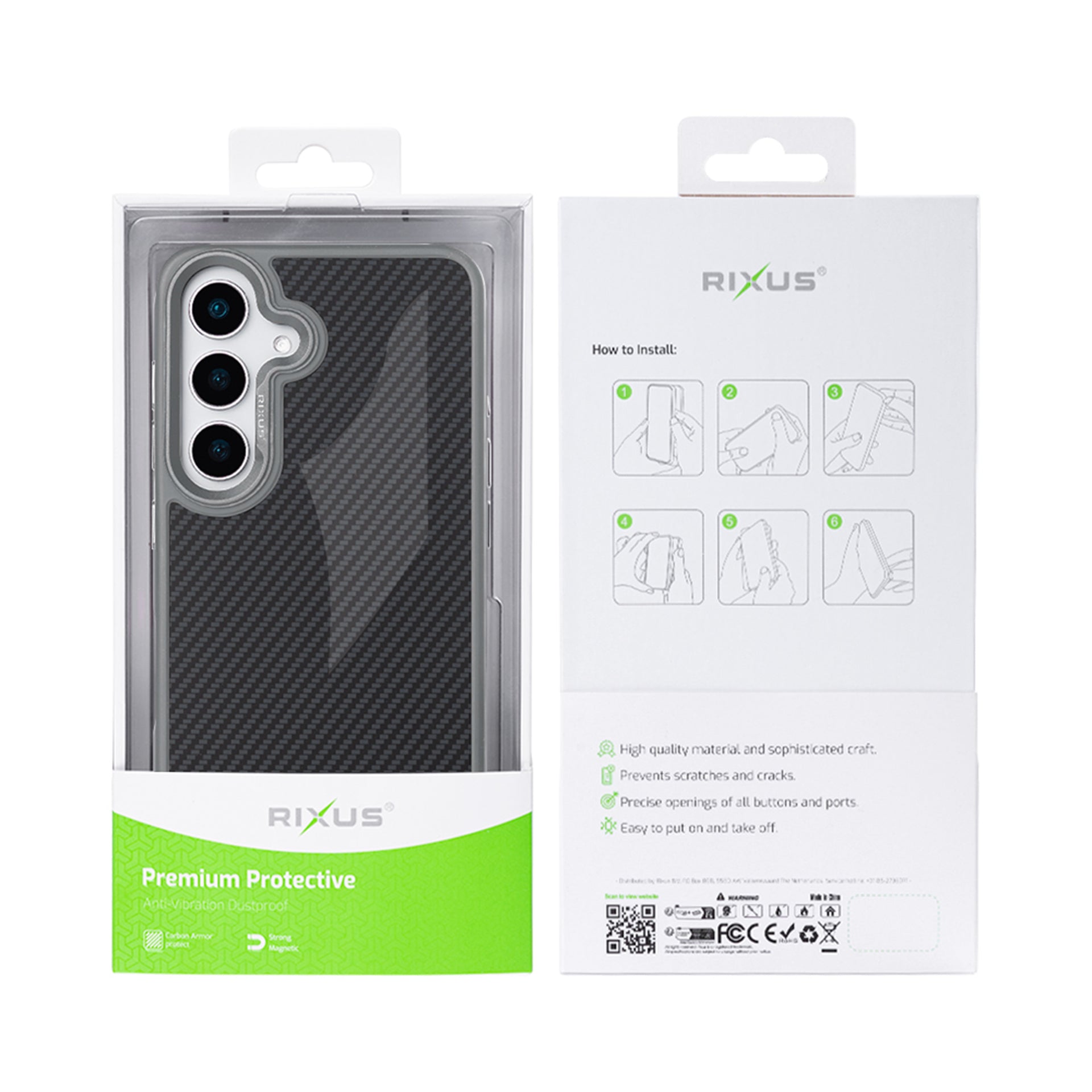 Rixus Mag Carbon With MagSafe Compatible For Samsung Galaxy S26 Titanium Grey