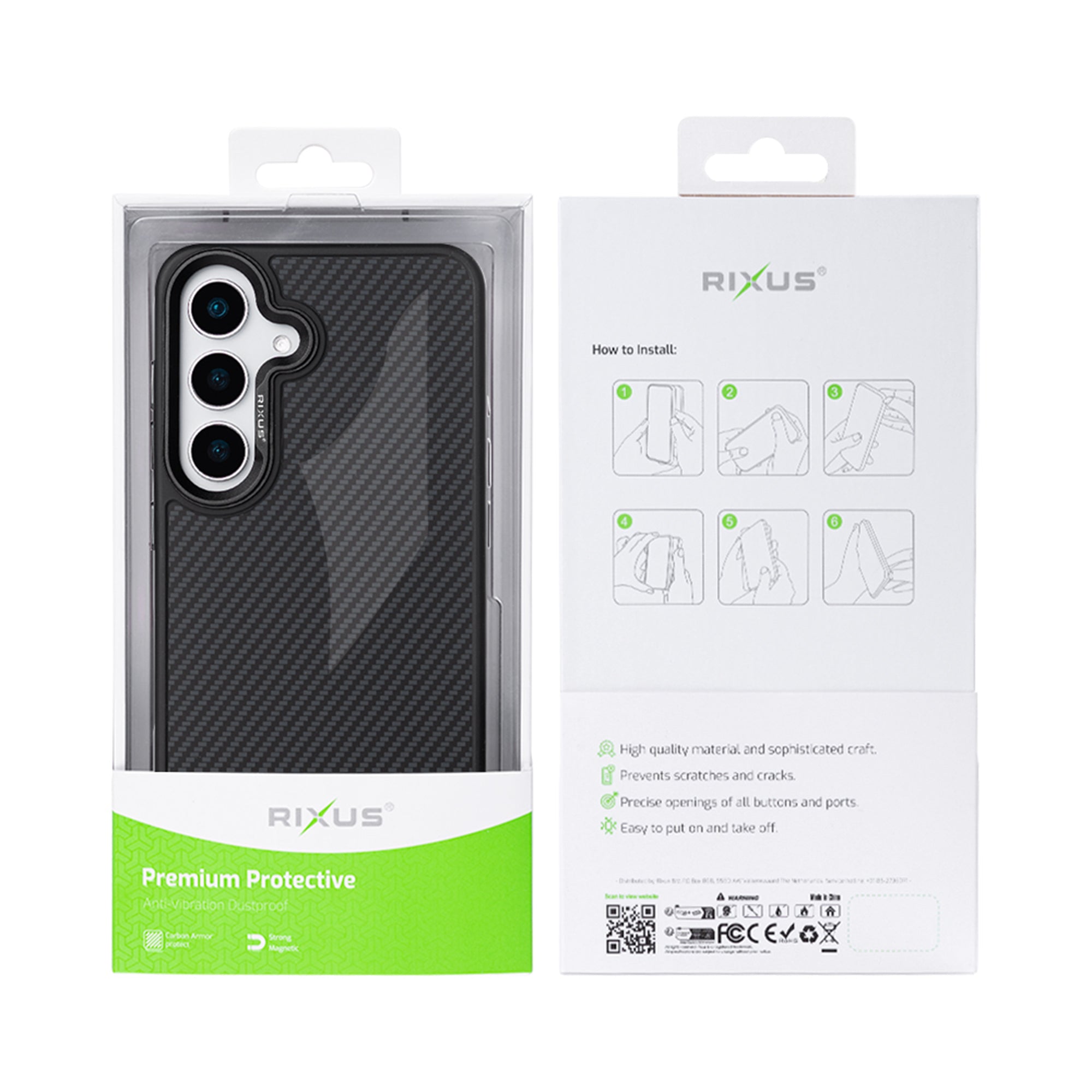 Rixus Mag Carbon With MagSafe Compatible For Samsung Galaxy S26 Black