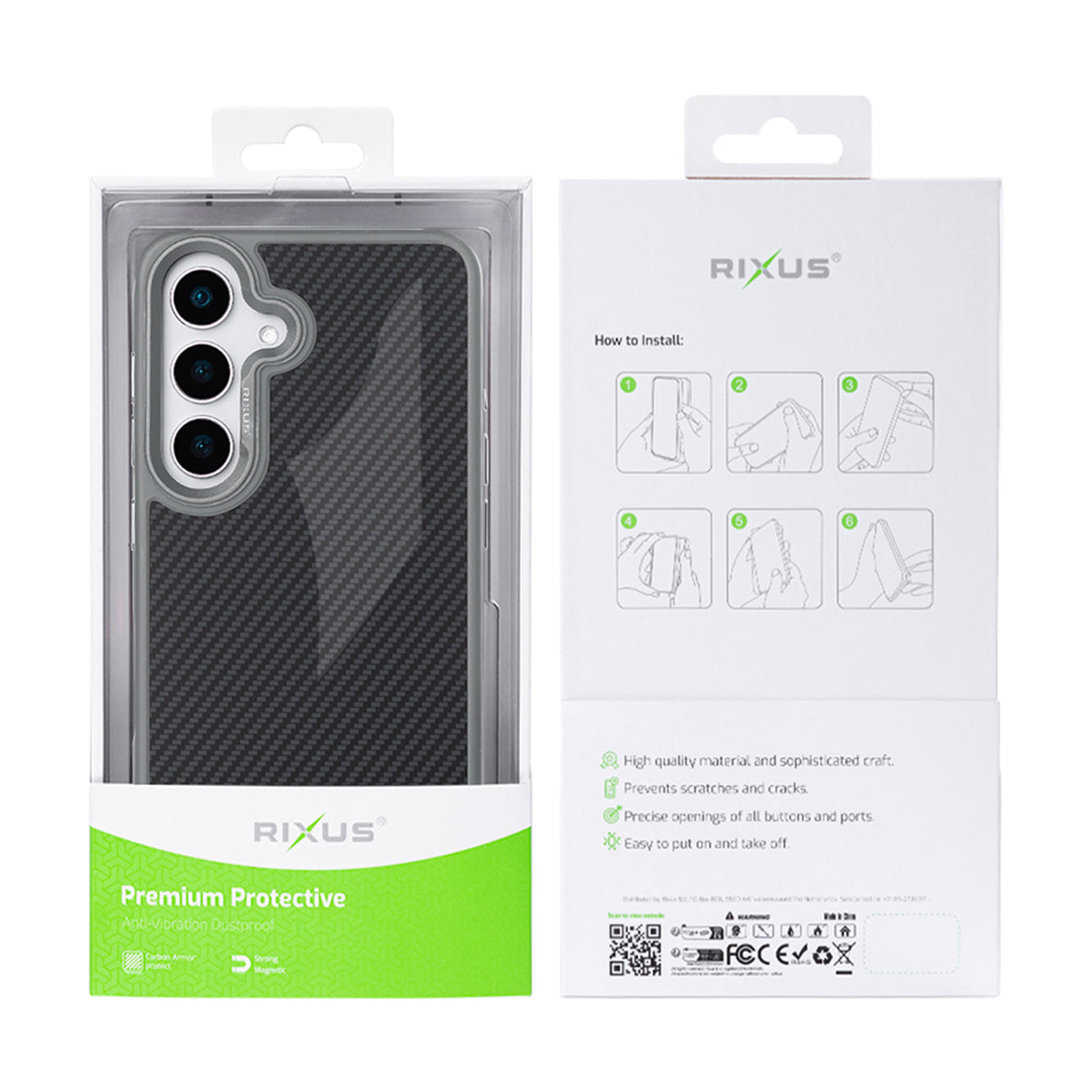 Rixus Mag Carbon With MagSafe Compatible For Samsung Galaxy S26 Plus Titanium Grey