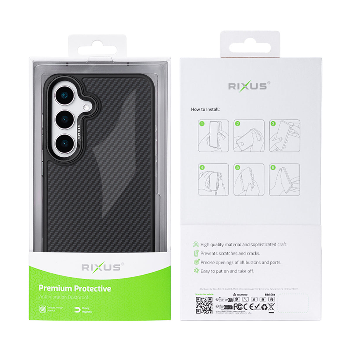 Rixus Mag Carbon With MagSafe Compatible For Samsung Galaxy S26 Plus Black