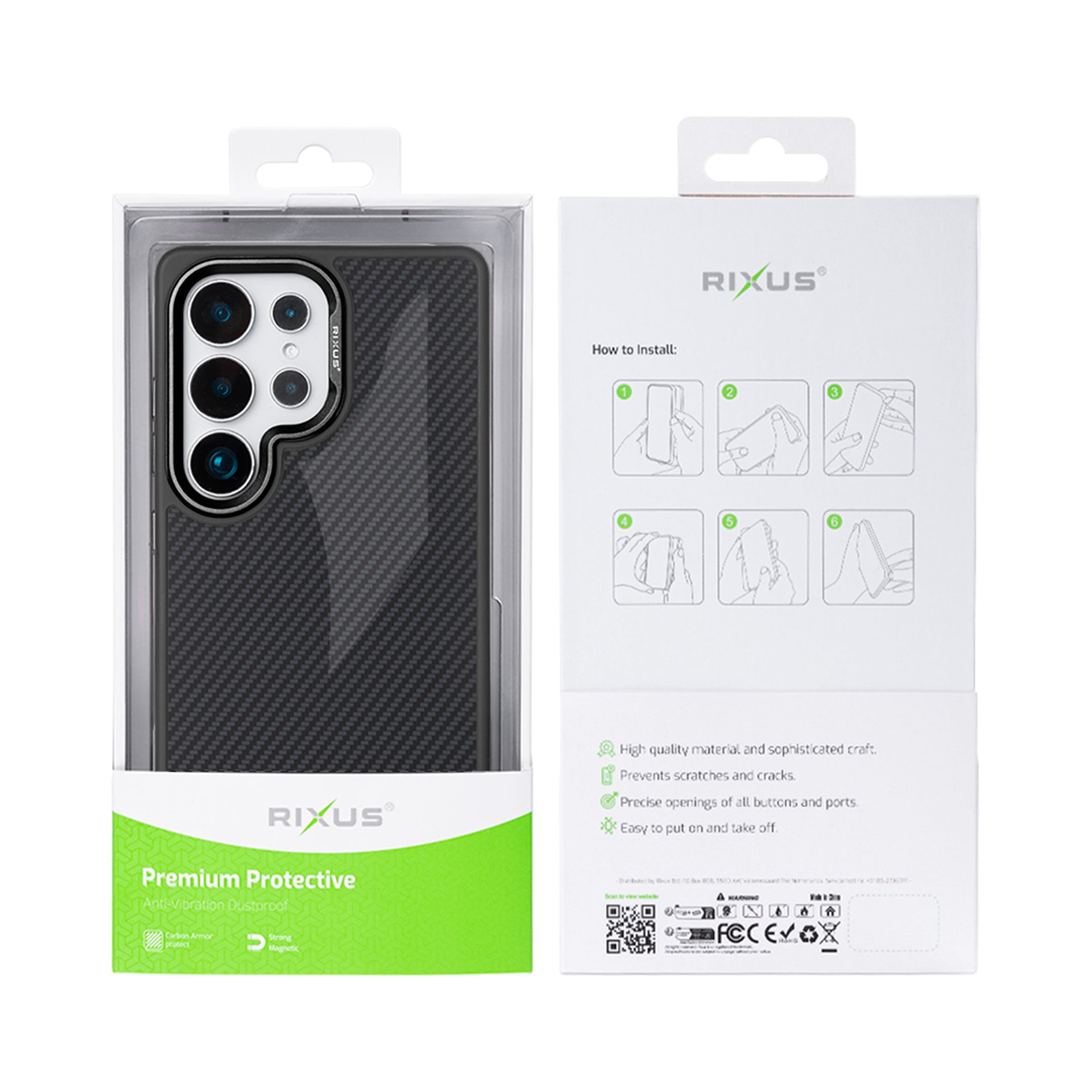 Rixus Mag Carbon With MagSafe Compatible For Samsung Galaxy S26 Ultra Black