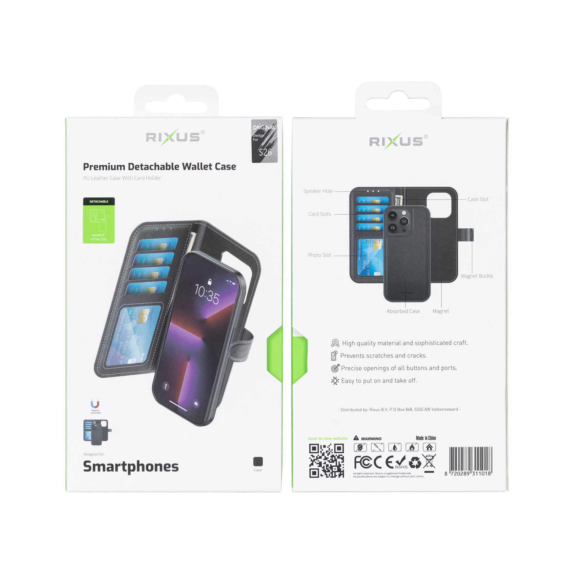 Rixus Duo Magnetic Detachable Wallet For Samsung Galaxy S26 Black