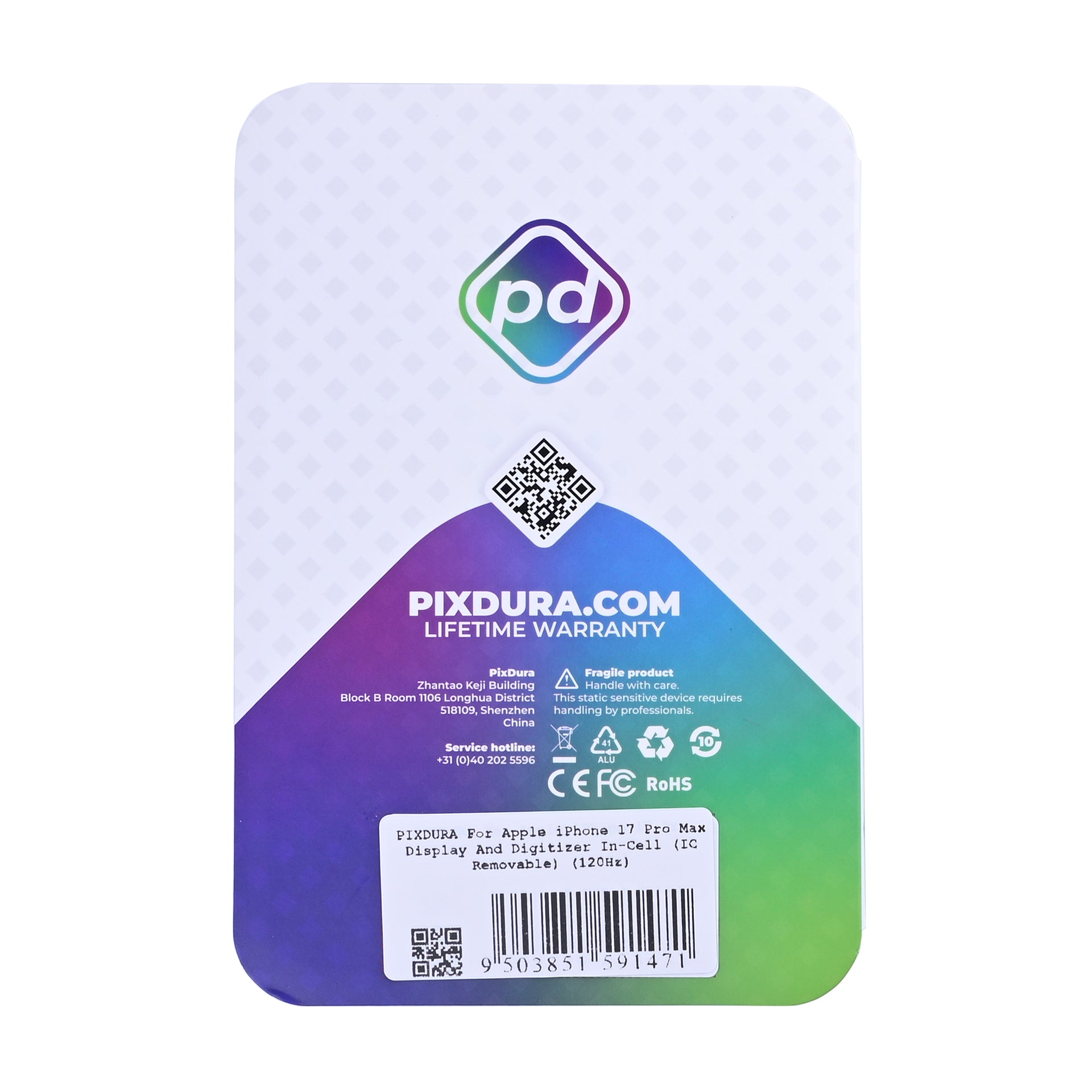 PIXDURA For Apple iPhone 17 Pro Max Display And Digitizer In-Cell (IC Removable) (120Hz)