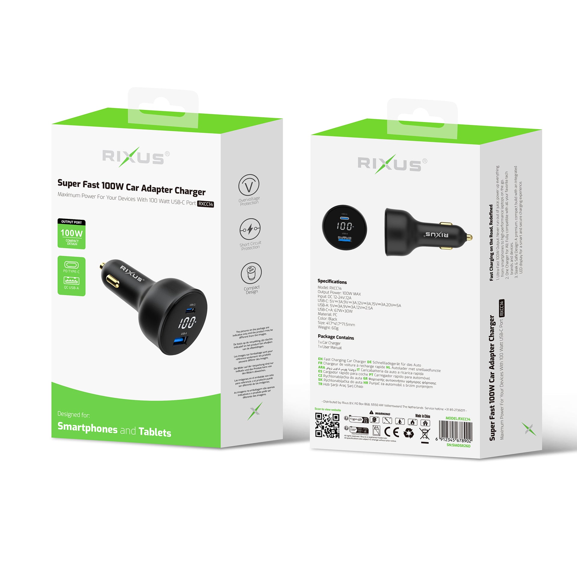 Rixus RXCC14 Car Charger 100W Black