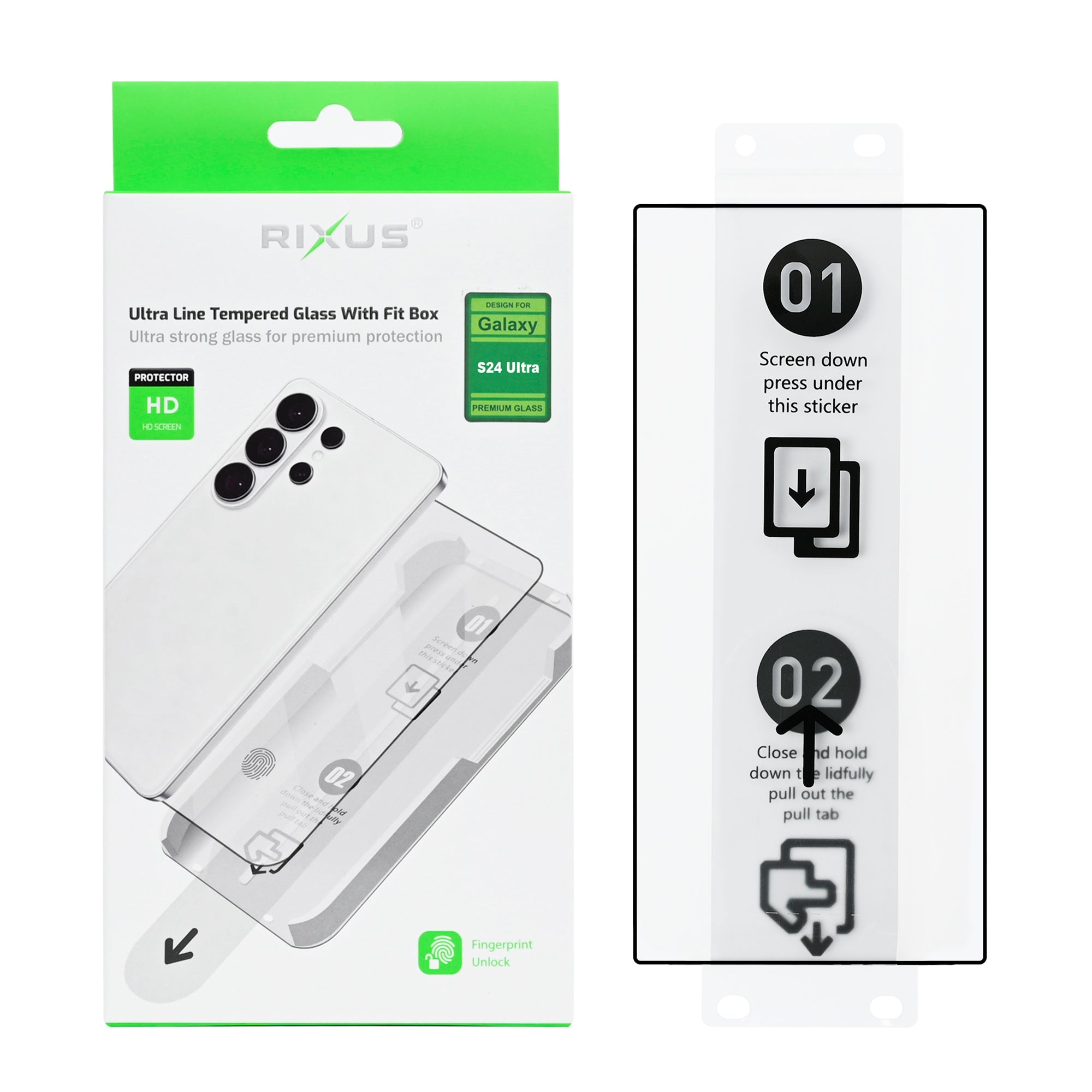 Rixus Ultra Line Tempered Glass With Fit Box For Samsung Galaxy S24 Ultra