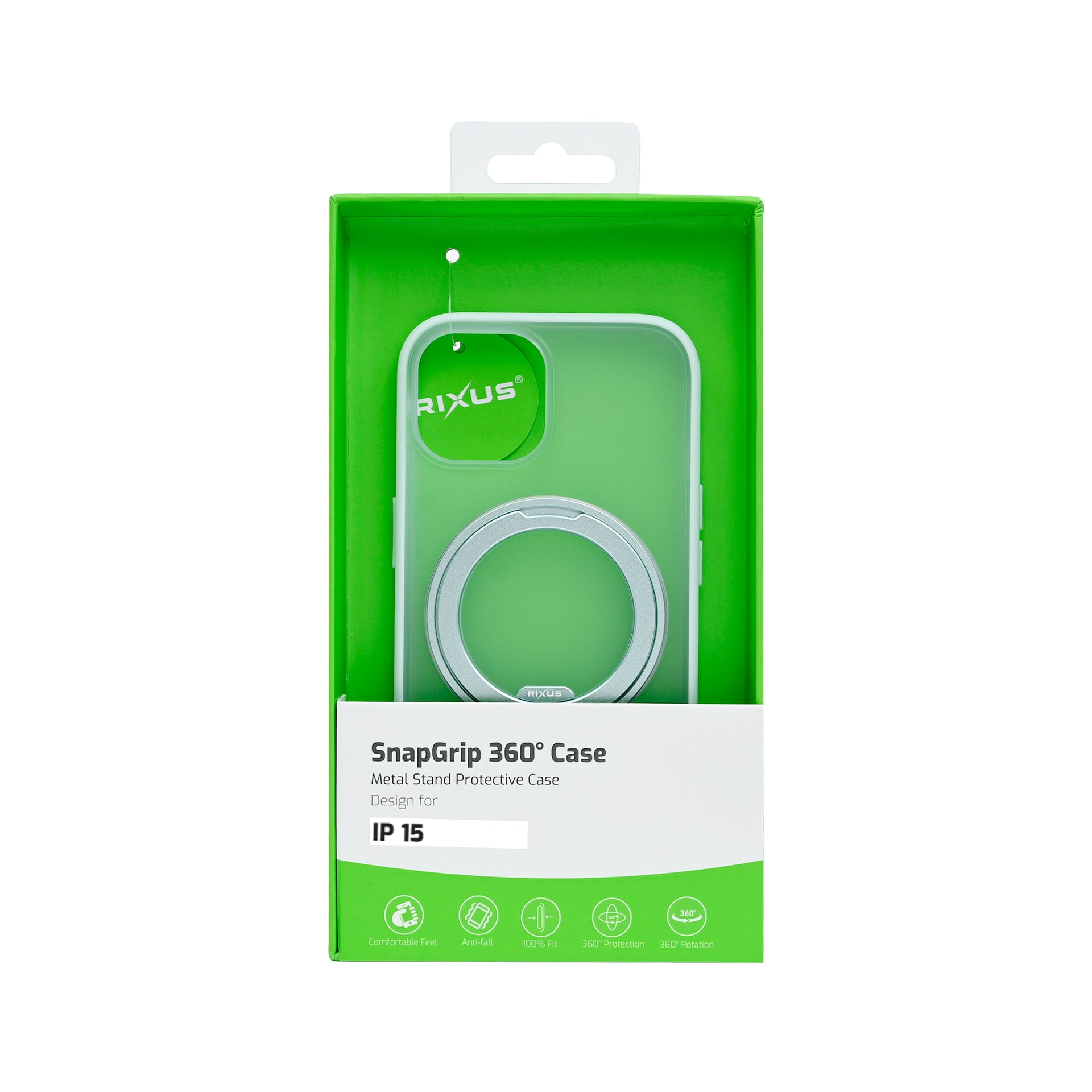 Rixus SnapGrip 360 Case For Apple iPhone 15 Green