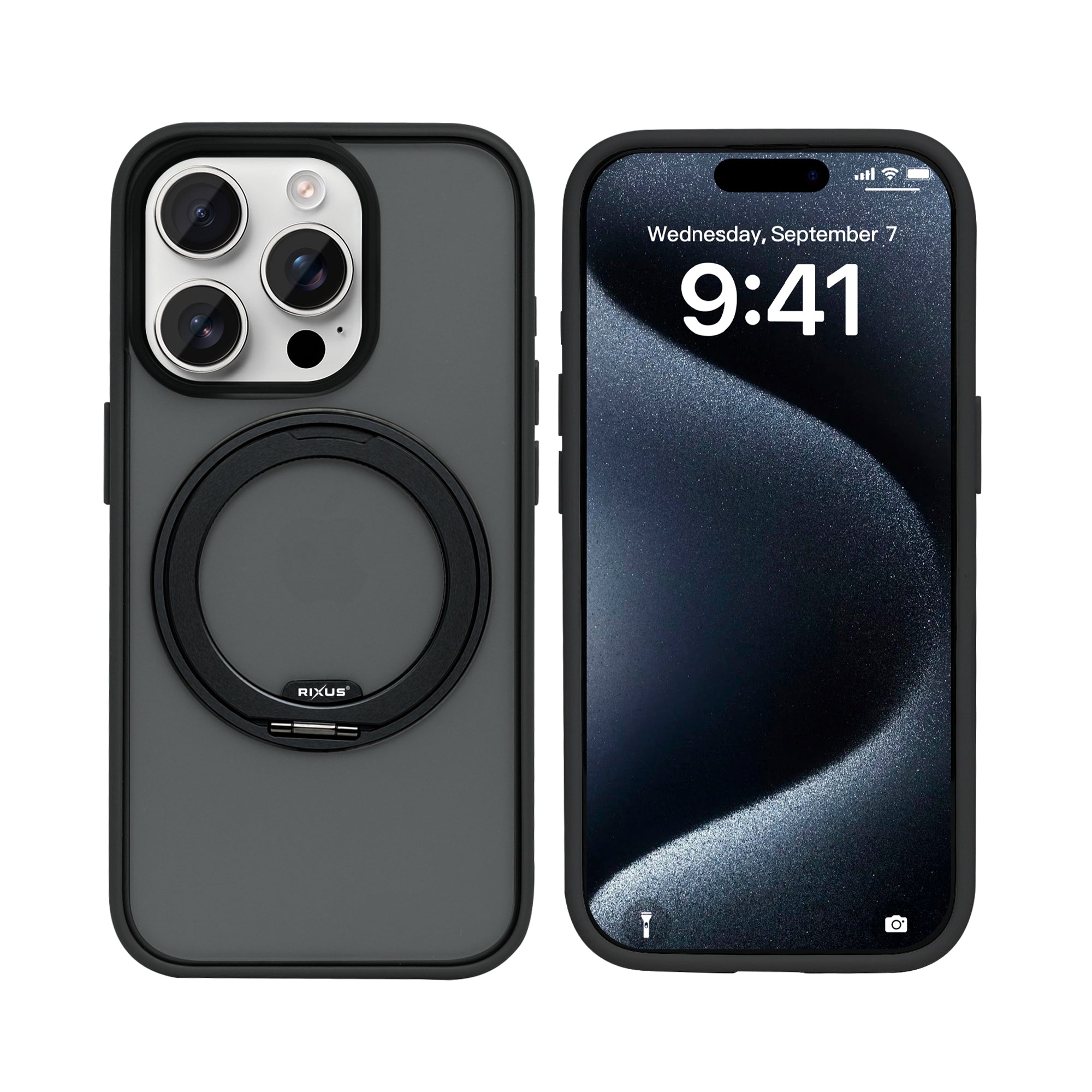 Rixus SnapGrip 360 Case For Apple iPhone 15 Pro Black