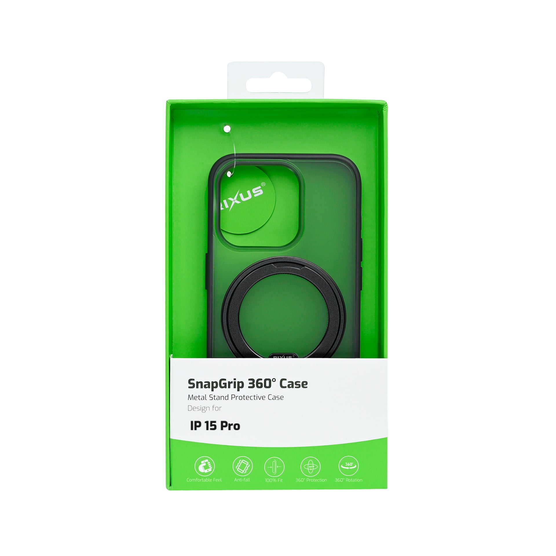 Rixus SnapGrip 360 Case For Apple iPhone 15 Pro Black