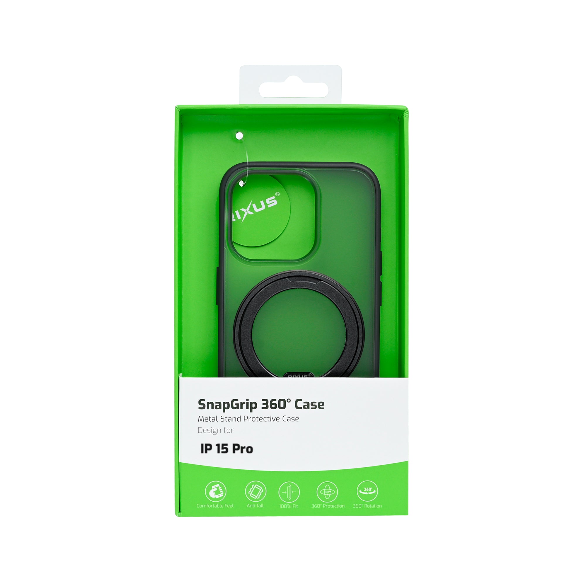 Rixus SnapGrip 360 Case For Apple iPhone 15 Pro Black