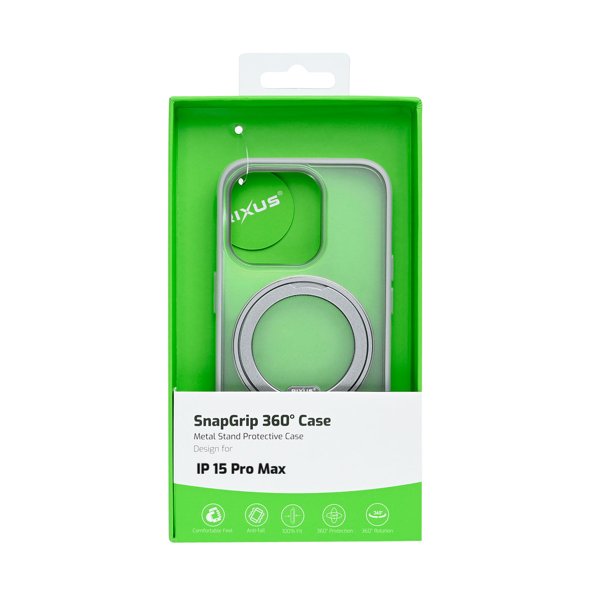 Rixus SnapGrip 360 Case For Apple iPhone 15 Pro Max White
