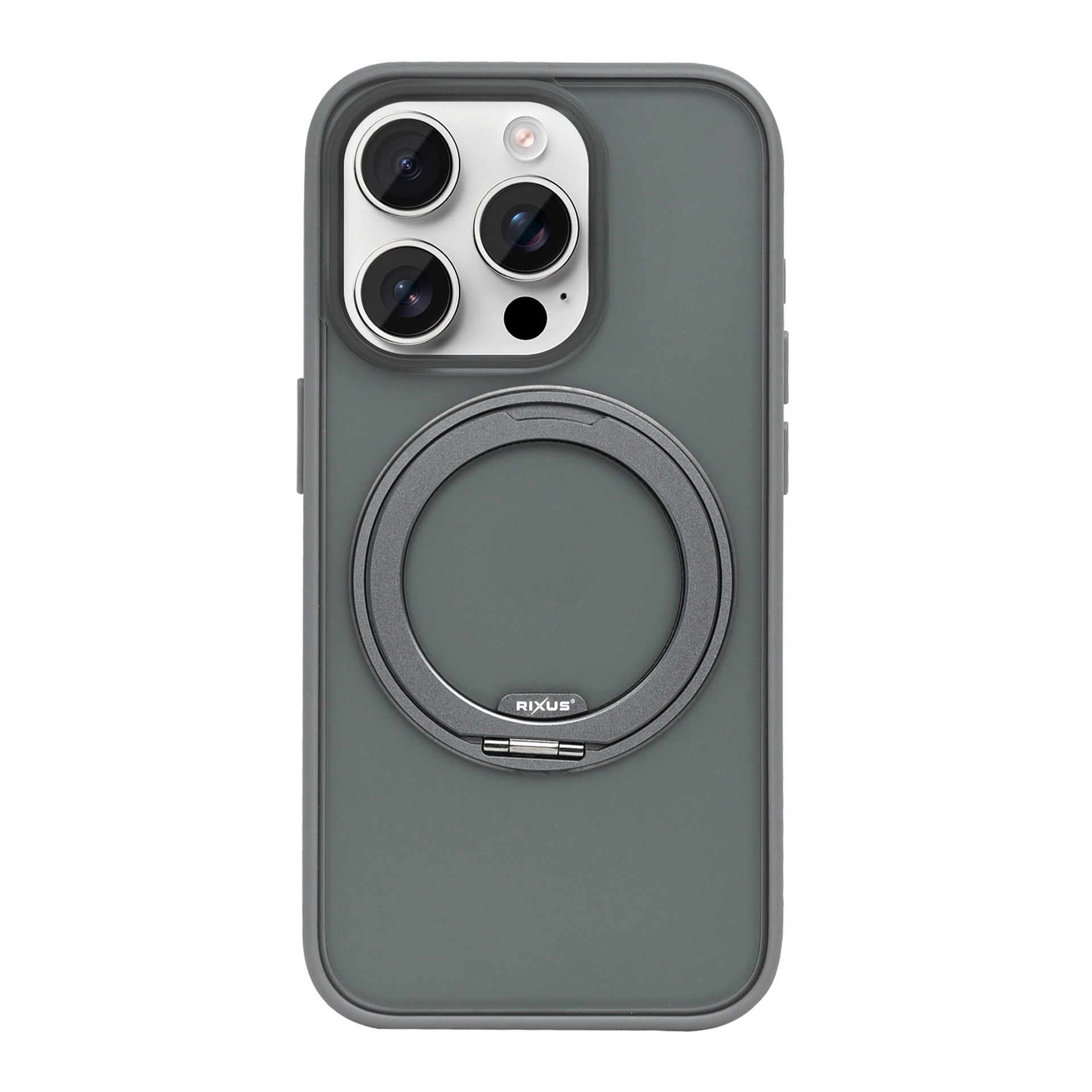 Rixus SnapGrip 360 Case For Apple iPhone 15 Pro Max Grey