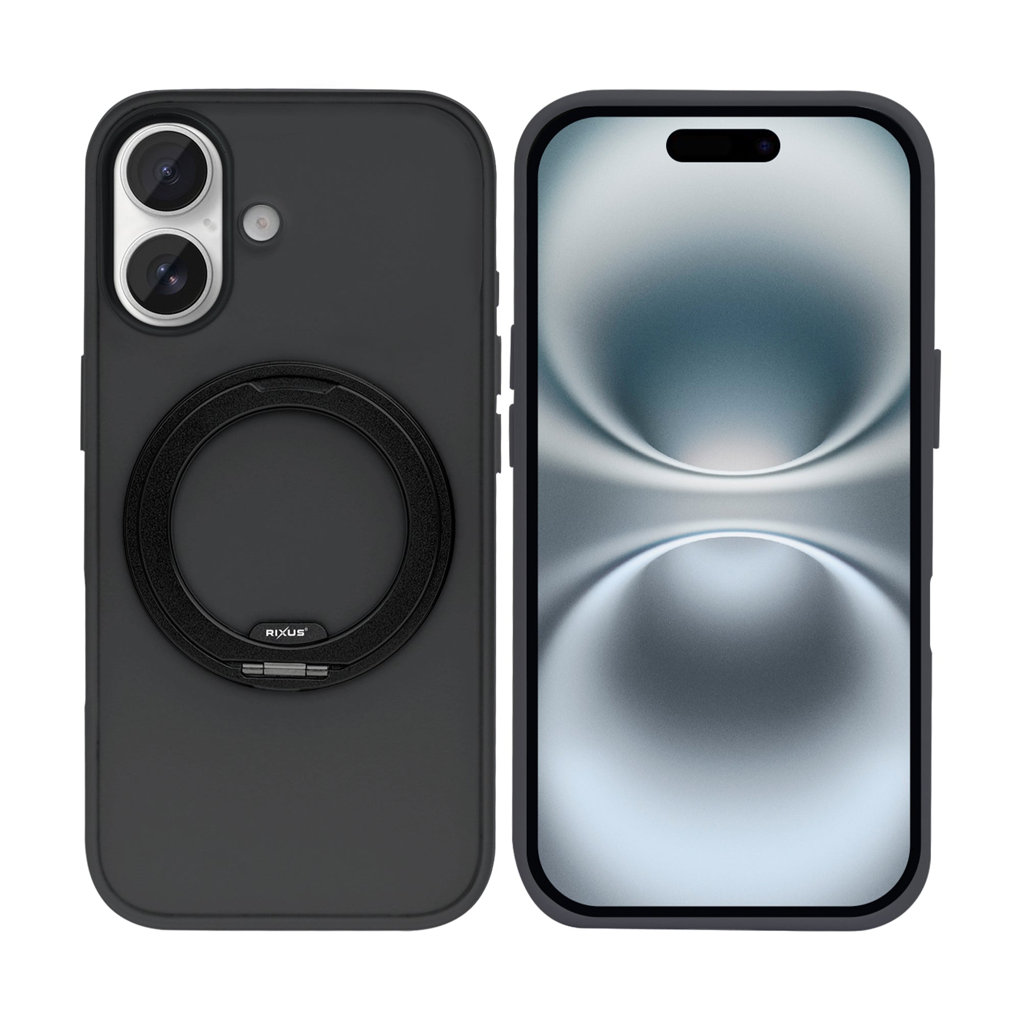 Rixus SnapGrip 360 Case For Apple iPhone 16 Black