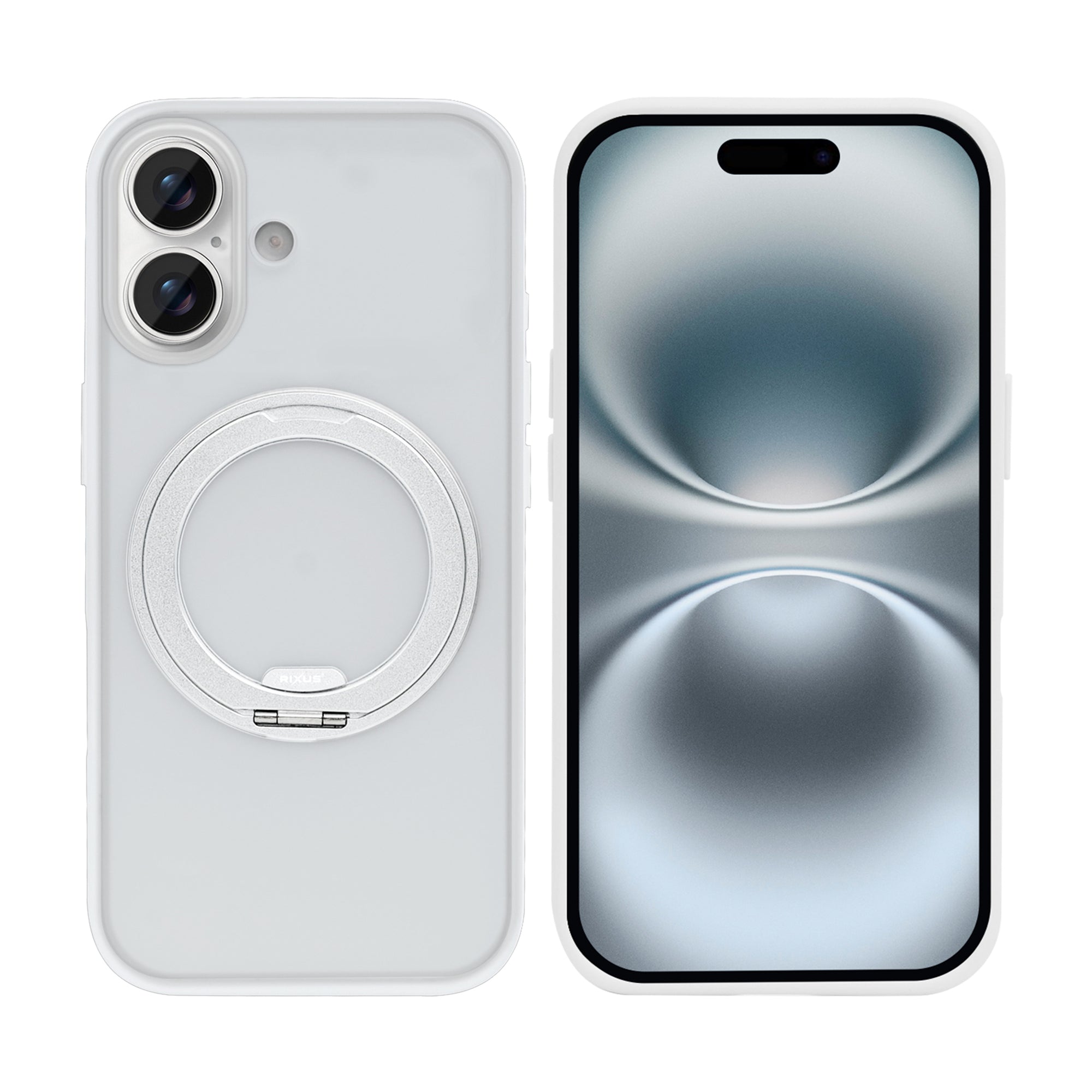 Rixus SnapGrip 360 Case For Apple iPhone 16 White