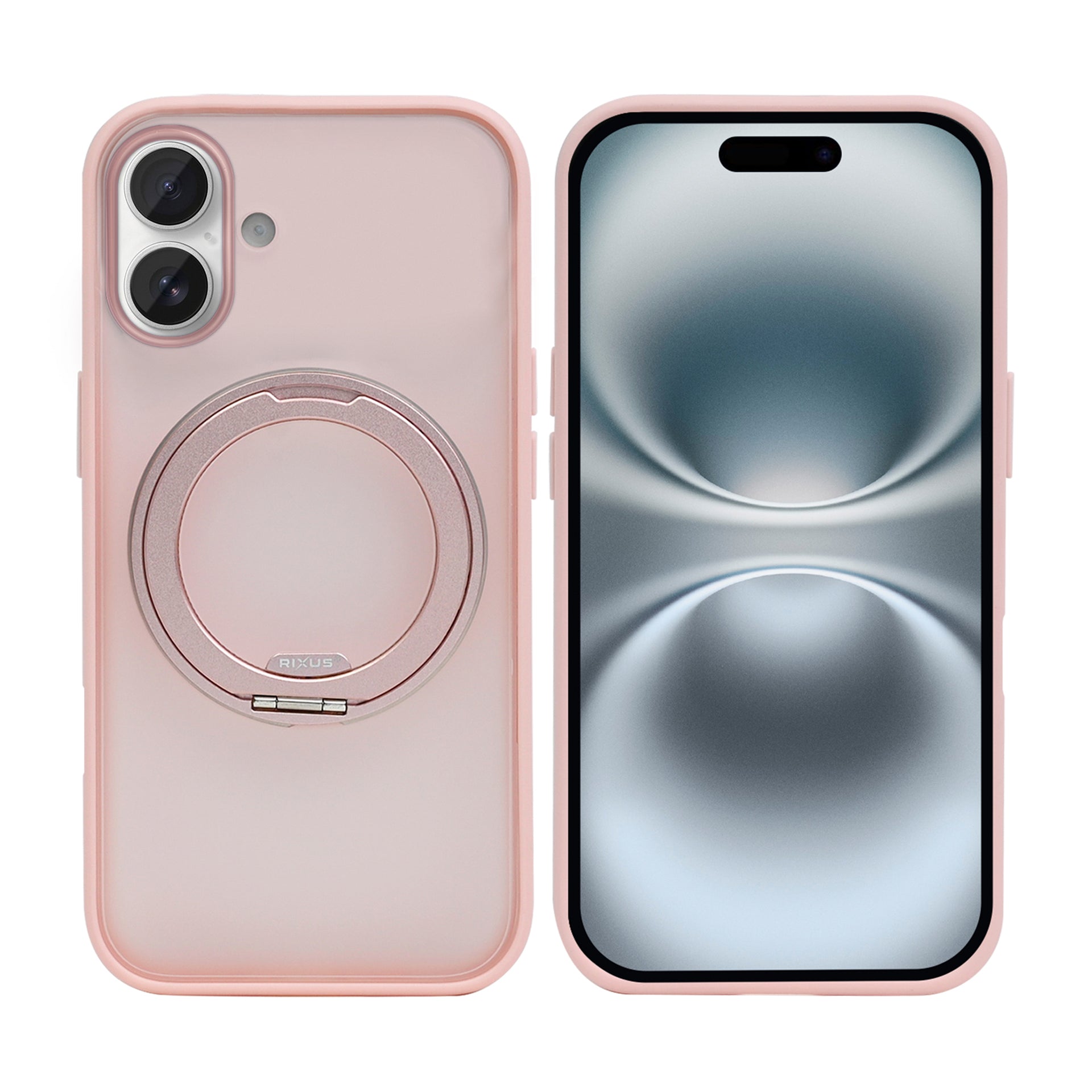 Rixus SnapGrip 360 Case For Apple iPhone 16 Pink