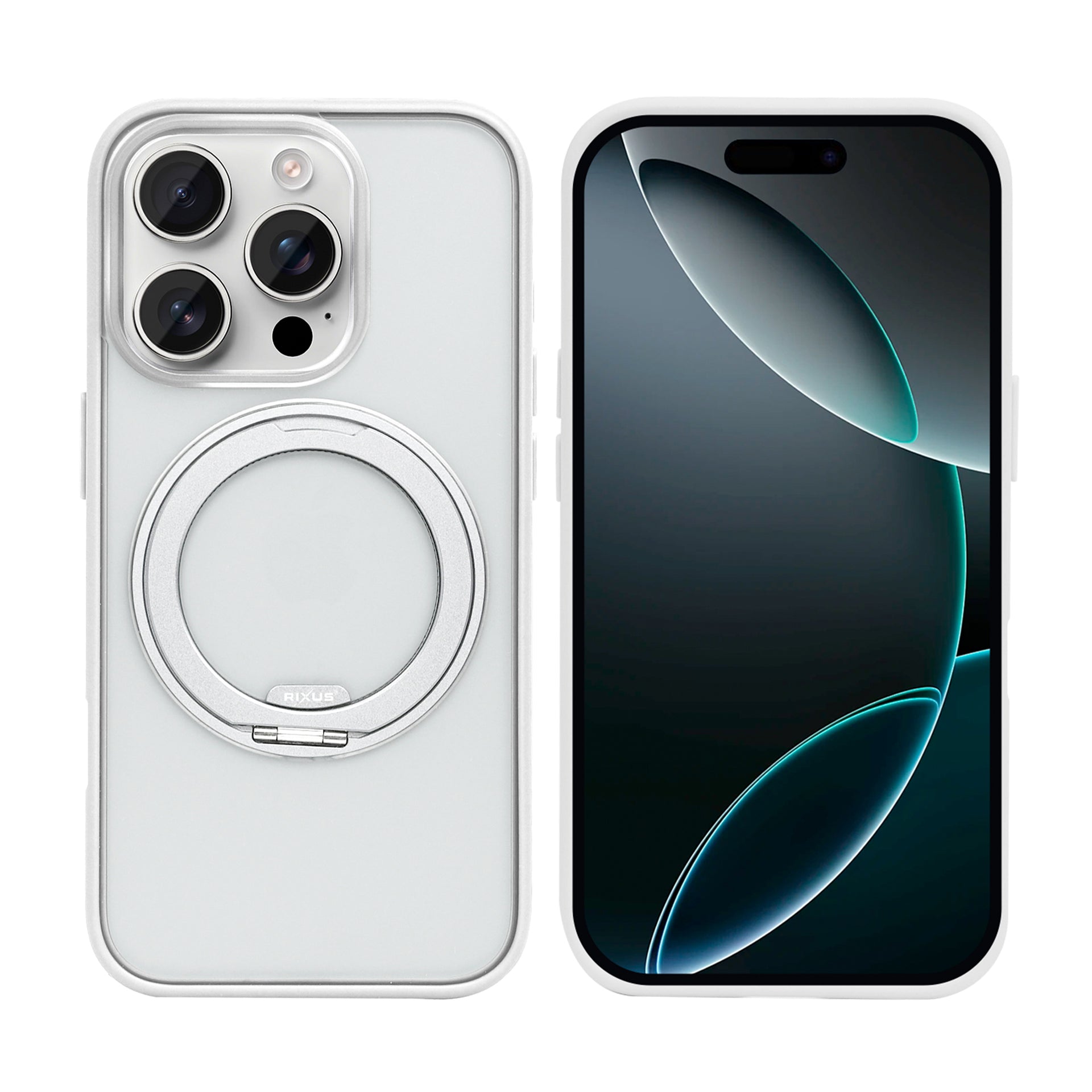 Rixus SnapGrip 360 Case For Apple iPhone 16 Pro White