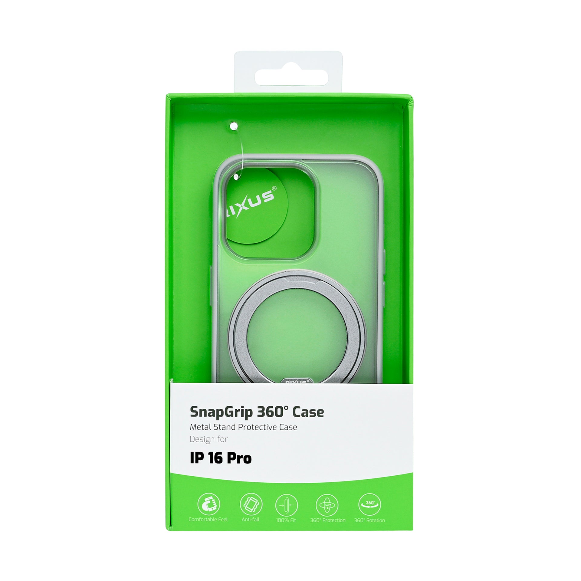 Rixus SnapGrip 360 Case For Apple iPhone 16 Pro White