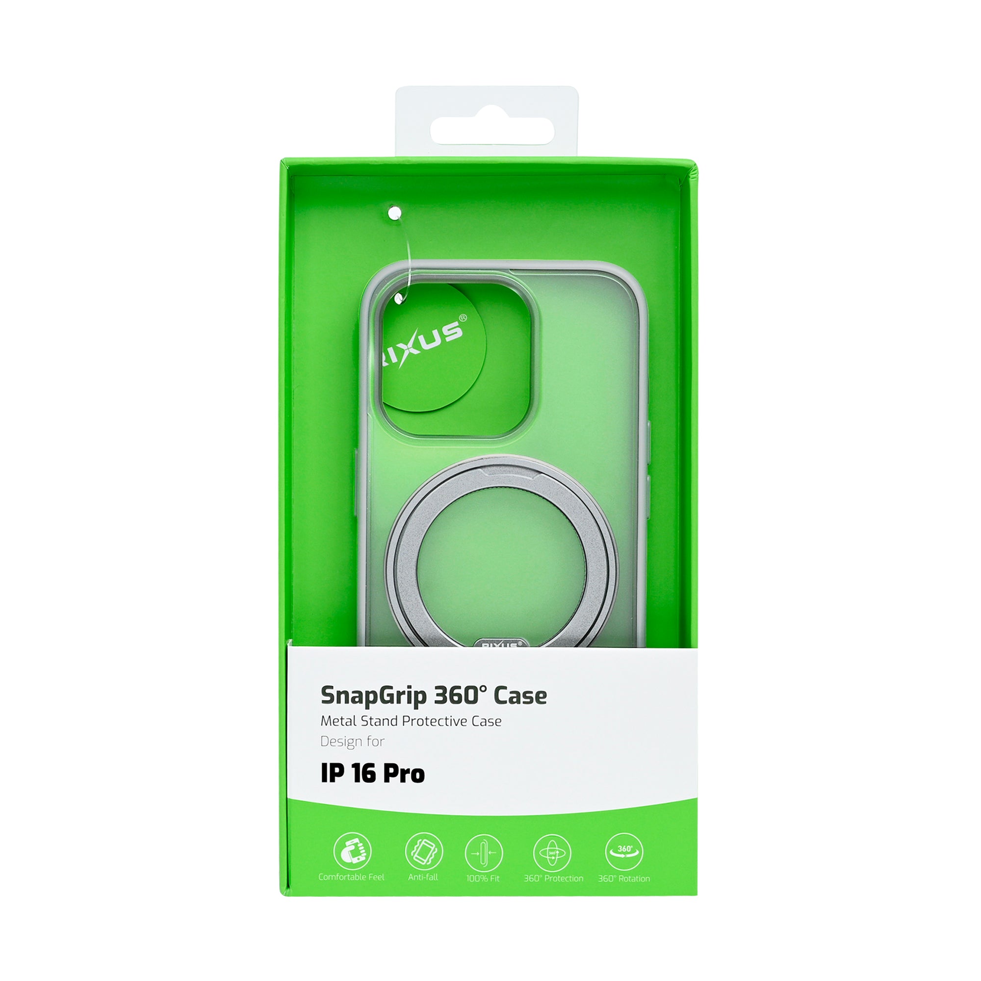 Rixus SnapGrip 360 Case For Apple iPhone 16 Pro White