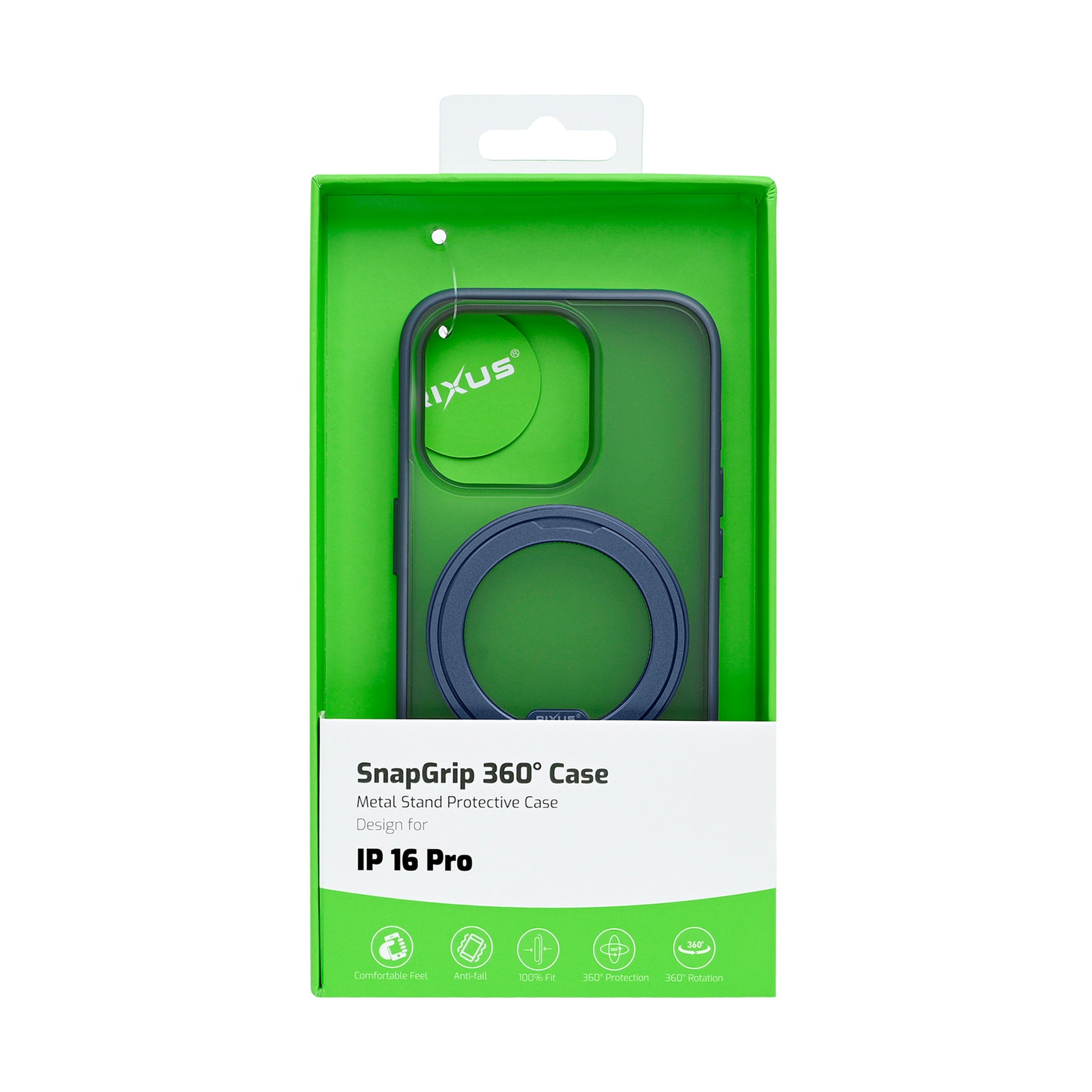 Rixus SnapGrip 360 Case For Apple iPhone 16 Pro Blue