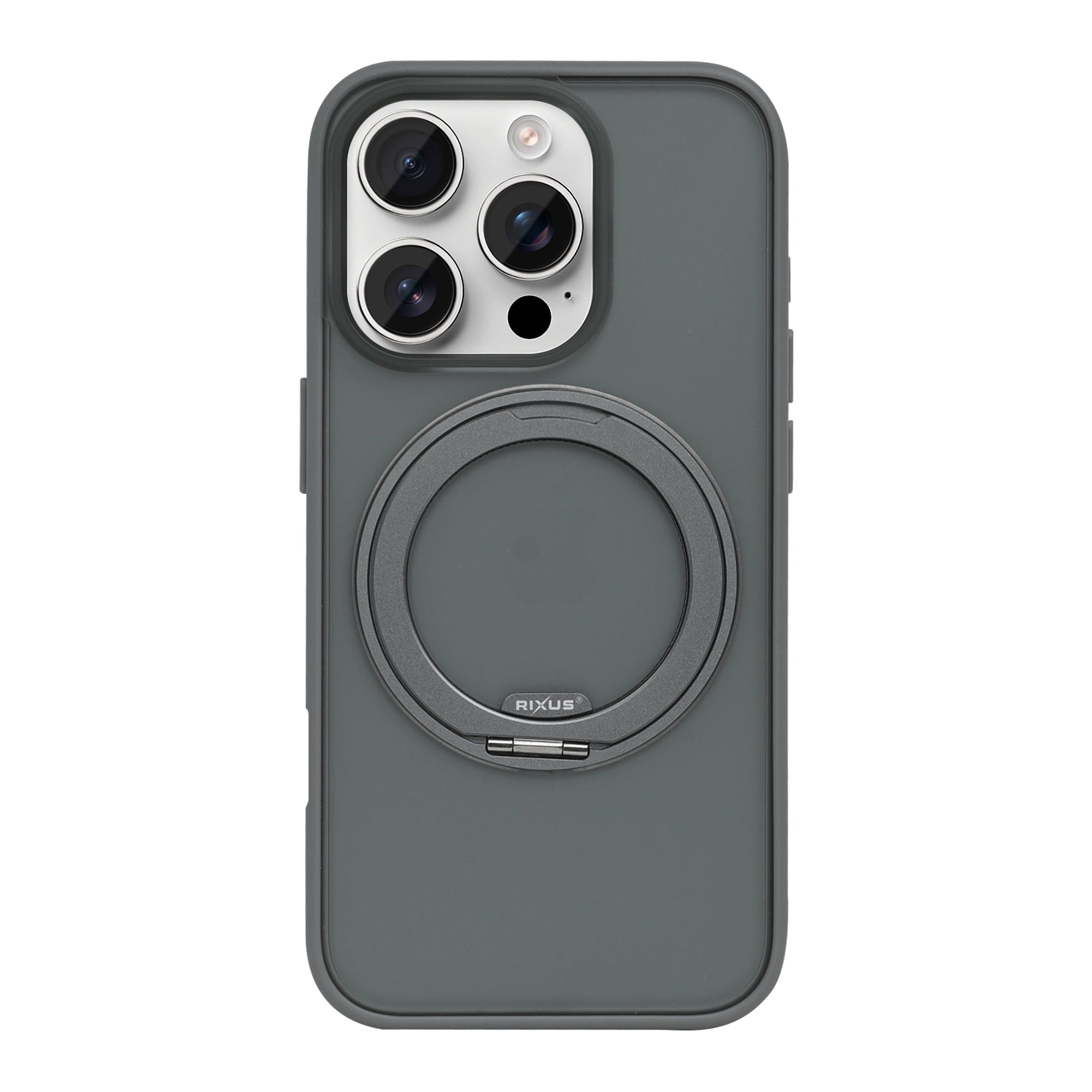 Rixus SnapGrip 360 Case For Apple iPhone 16 Pro Max Grey