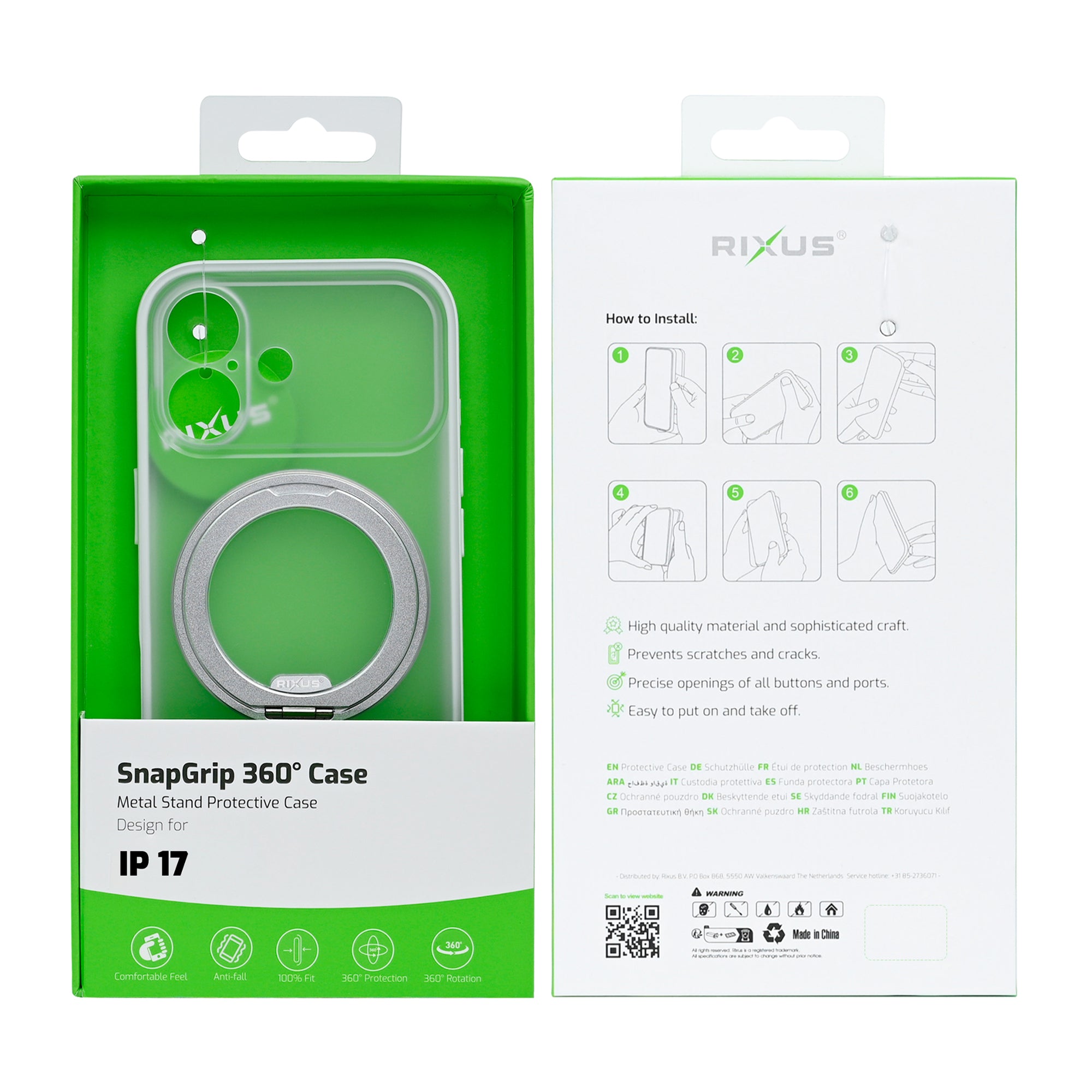Rixus SnapGrip 360 Case For Apple iPhone 17 White