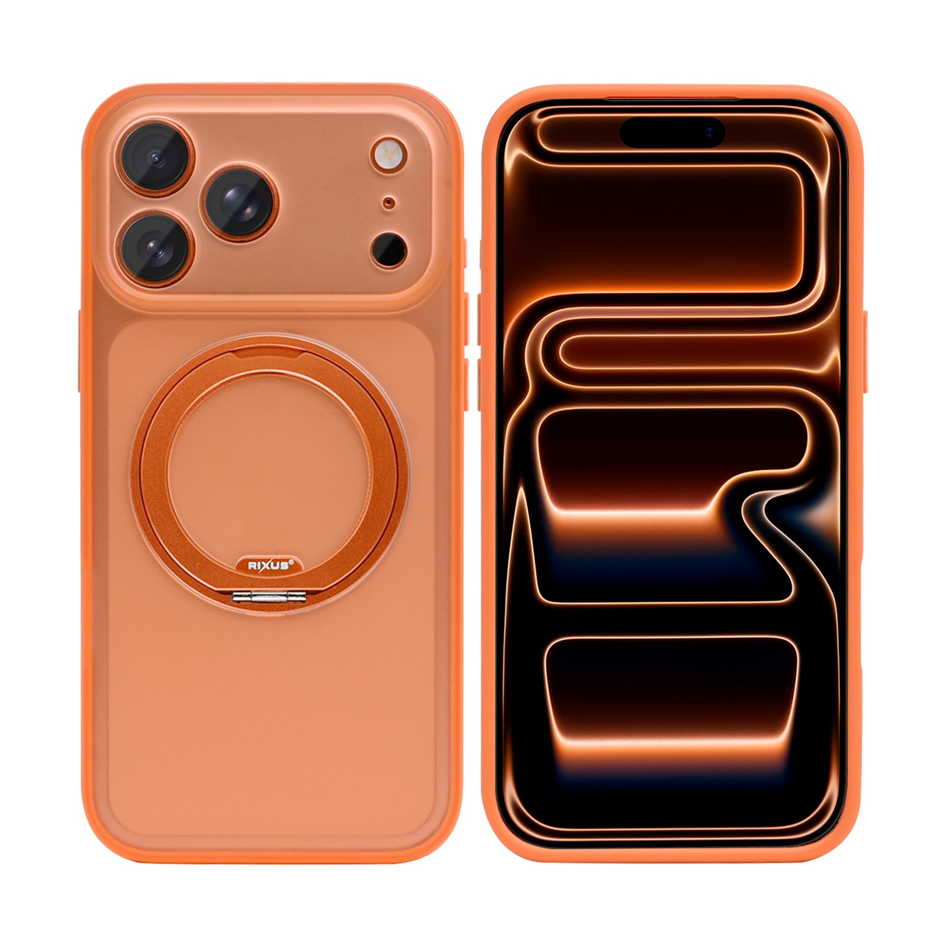 Rixus SnapGrip 360 Case For Apple iPhone 17 Pro Max Orange