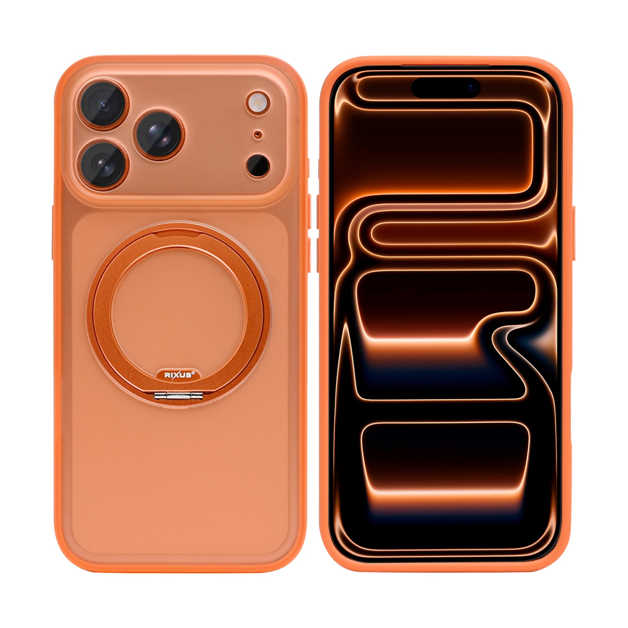 Rixus SnapGrip 360 Case For Apple iPhone 17 Pro Max Orange